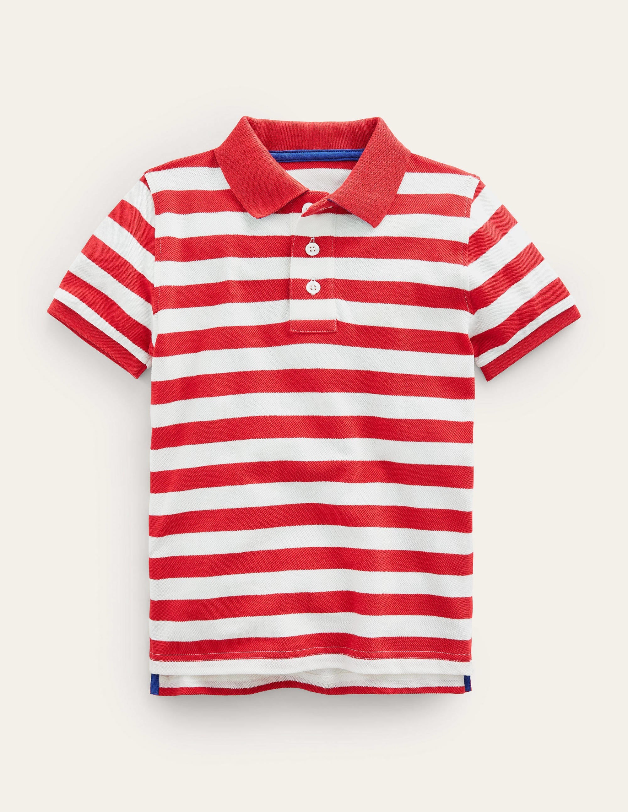 Polo en piqué-Marinière ivoire/rouge - Image 1