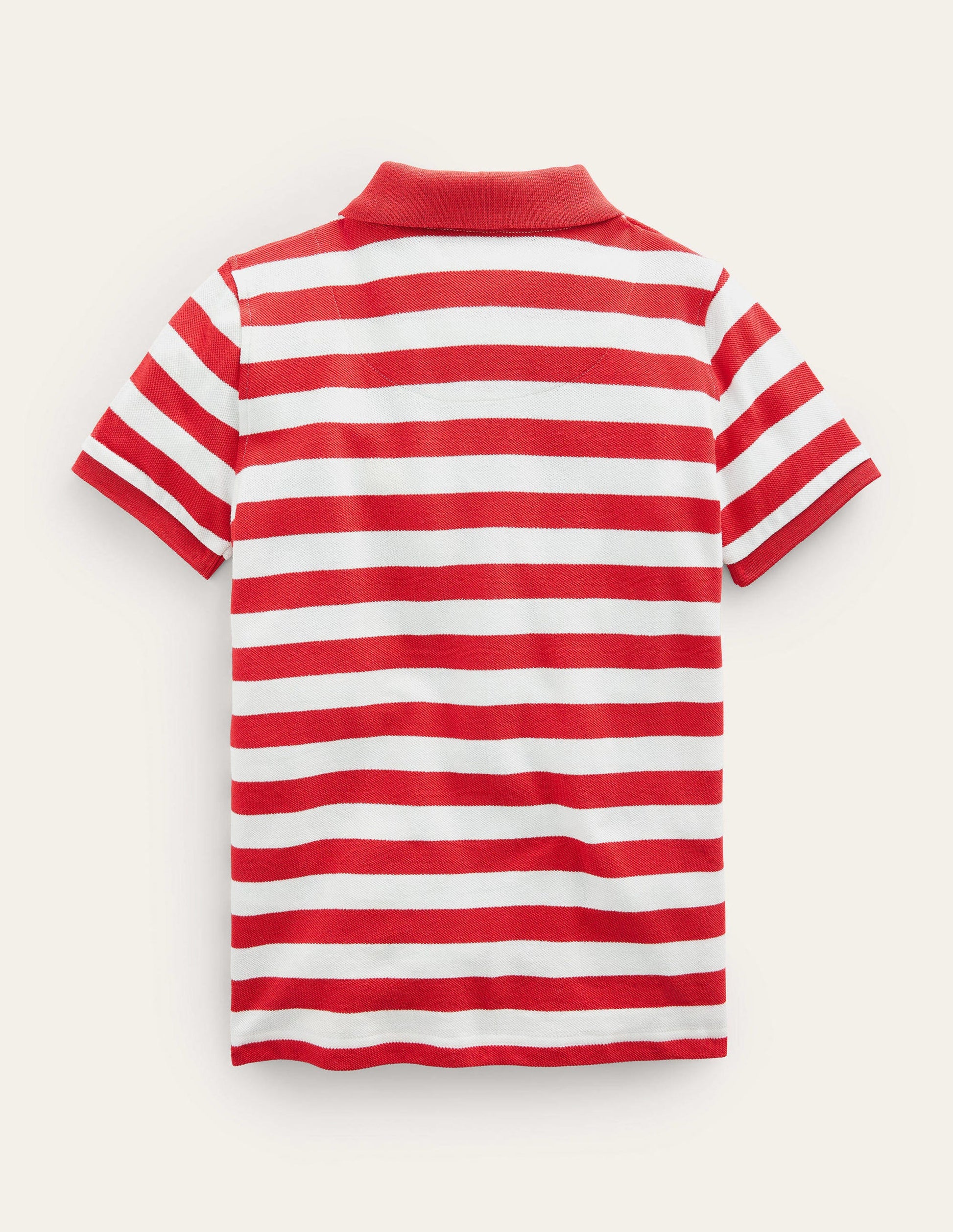 Polo en piqué-Marinière ivoire/rouge-2
