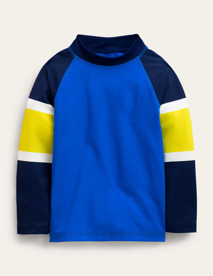Badeshirt-Blau Colorblock-1