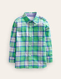 Chemise décontractée en sergé-Carreaux vert tendre