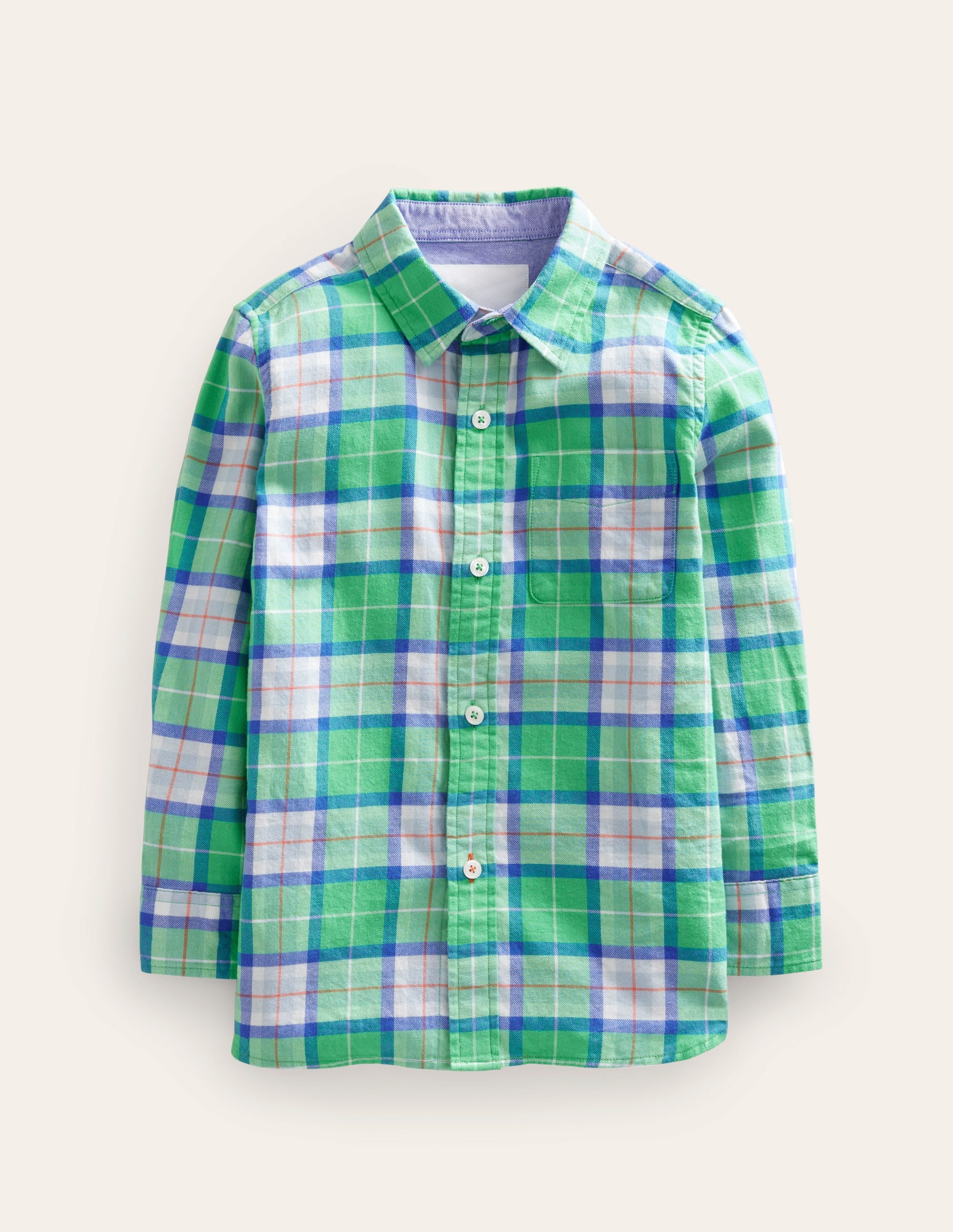 Chemise décontractée en sergé-Carreaux vert tendre - Image 1