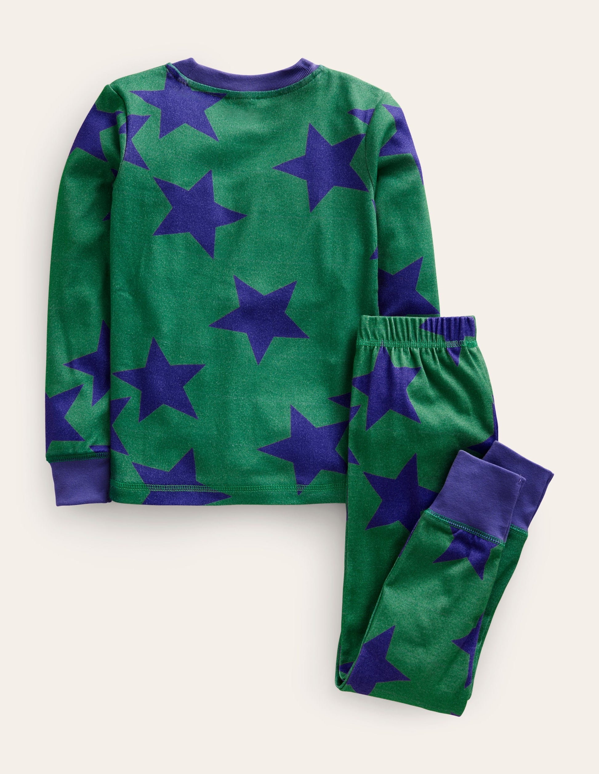 Pyjama long douillet-Étoile vert profond/bleu marine-2