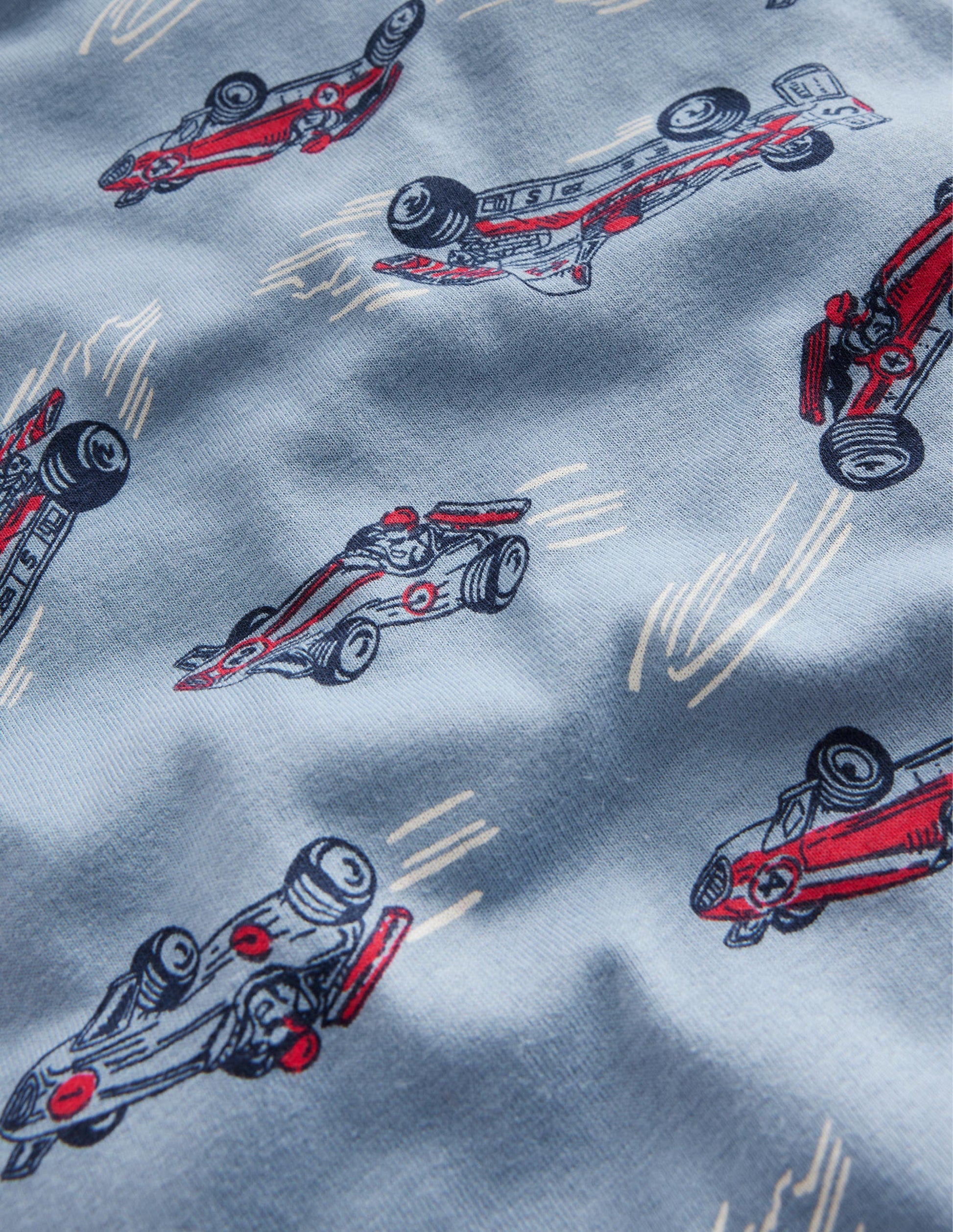 Snug Single Long John Pyjamas-Pebble Blue Race Car-3