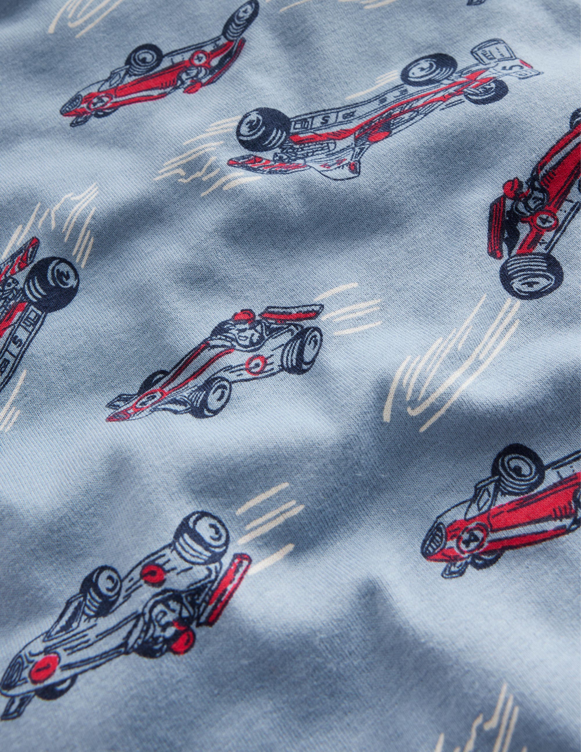 Snug Single Long John Pyjamas-Pebble Blue Race Car - Image 3
