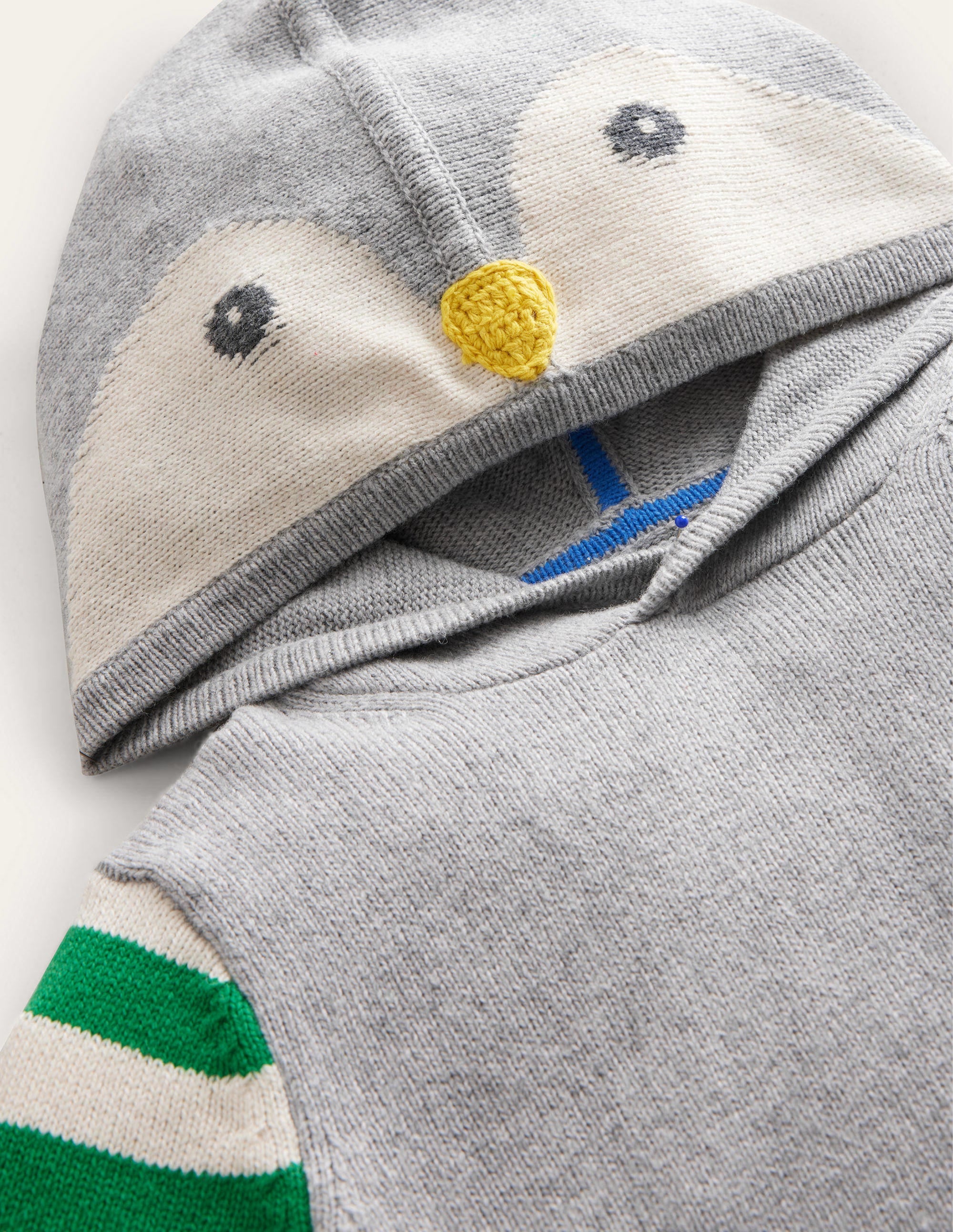 Sweat à capuche fantaisie motif pingouin-Pingouin gris chiné - Image 3