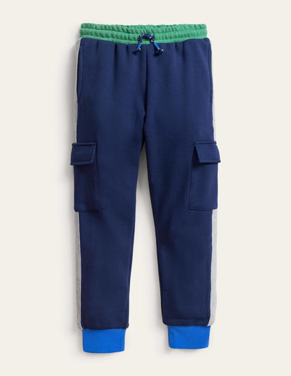 Jogginghose mit Blockfarben-Dunkles Grasgrün/Schuluniform-Navy