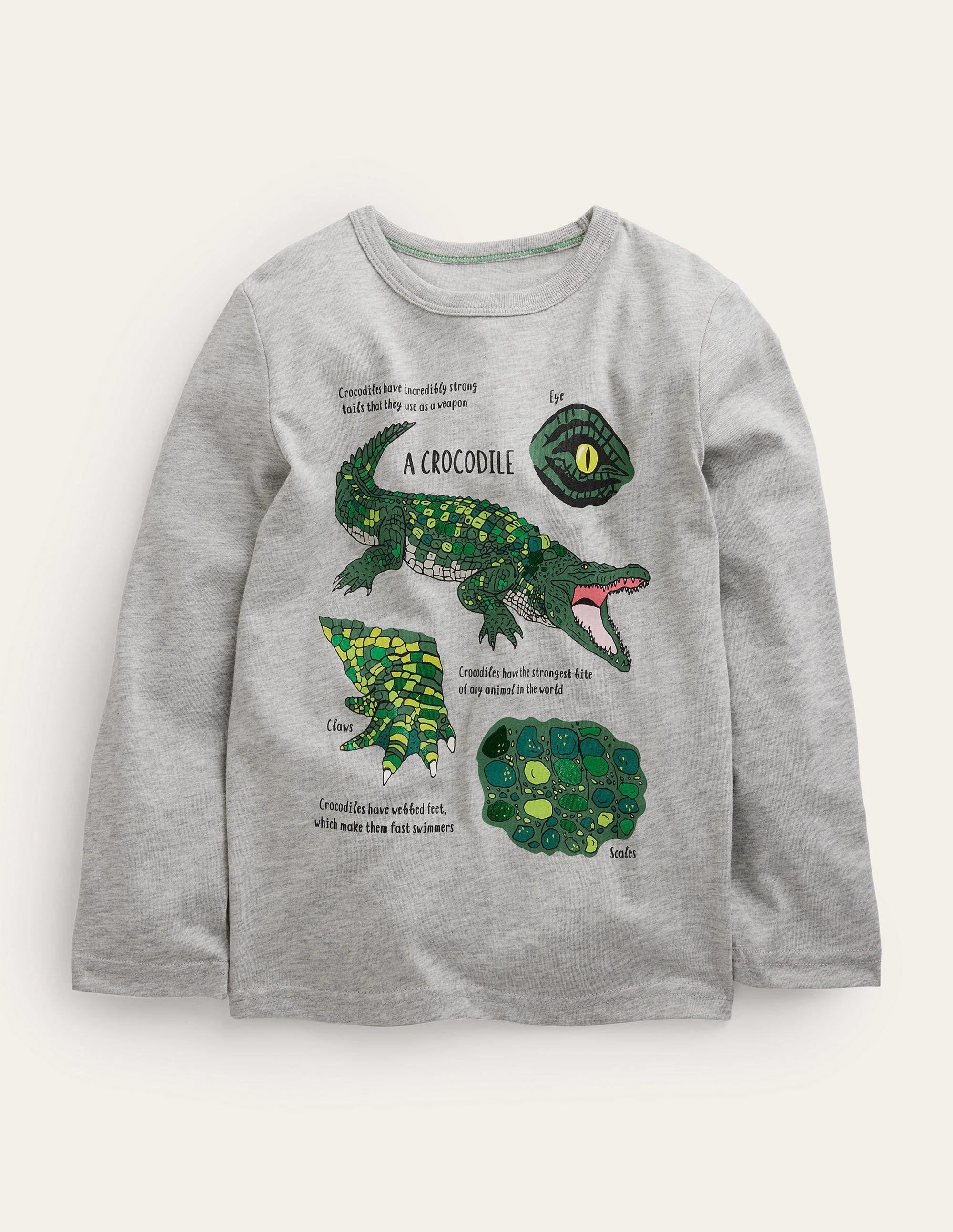 T-shirt à motif crocodile-Crocodiles vert chiné - Image 1