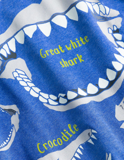 Oberteil mit lehrreichen und leuchtenden Motiven-Blau
