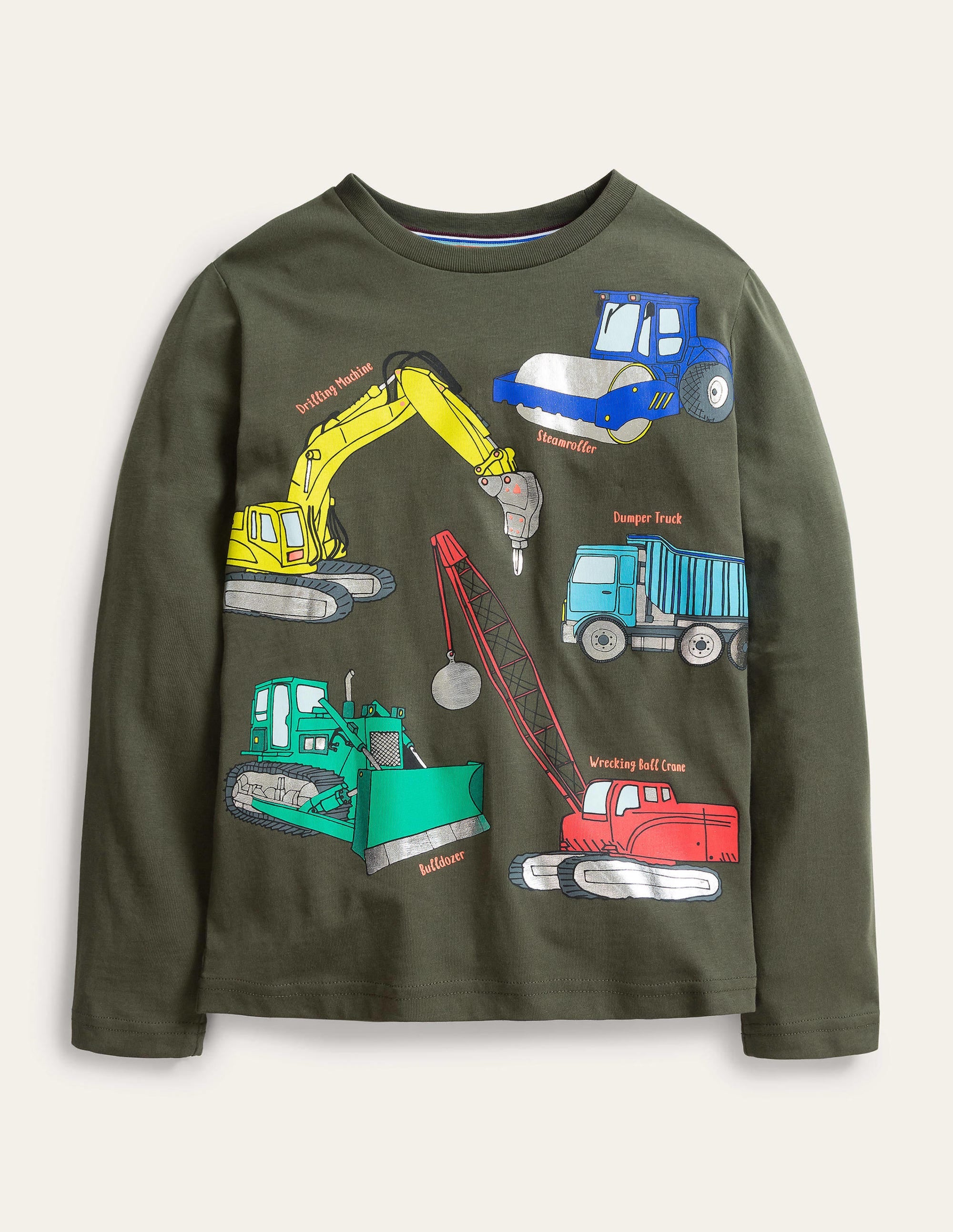Oberteil mit Folien-Technikmotiv-Klassisches Khaki, Bagger - Image 1