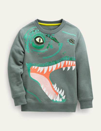 Sweatshirt mit Superstitch-Keramikgrün, Dinosaurier