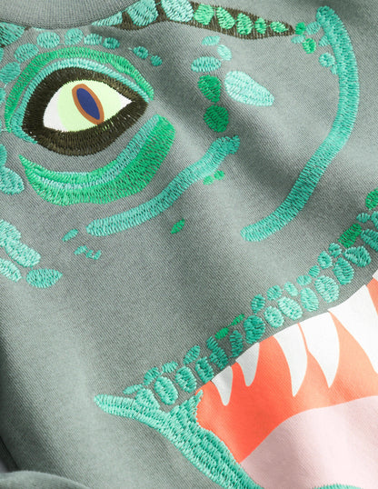 Sweatshirt mit Superstitch-Keramikgrün, Dinosaurier