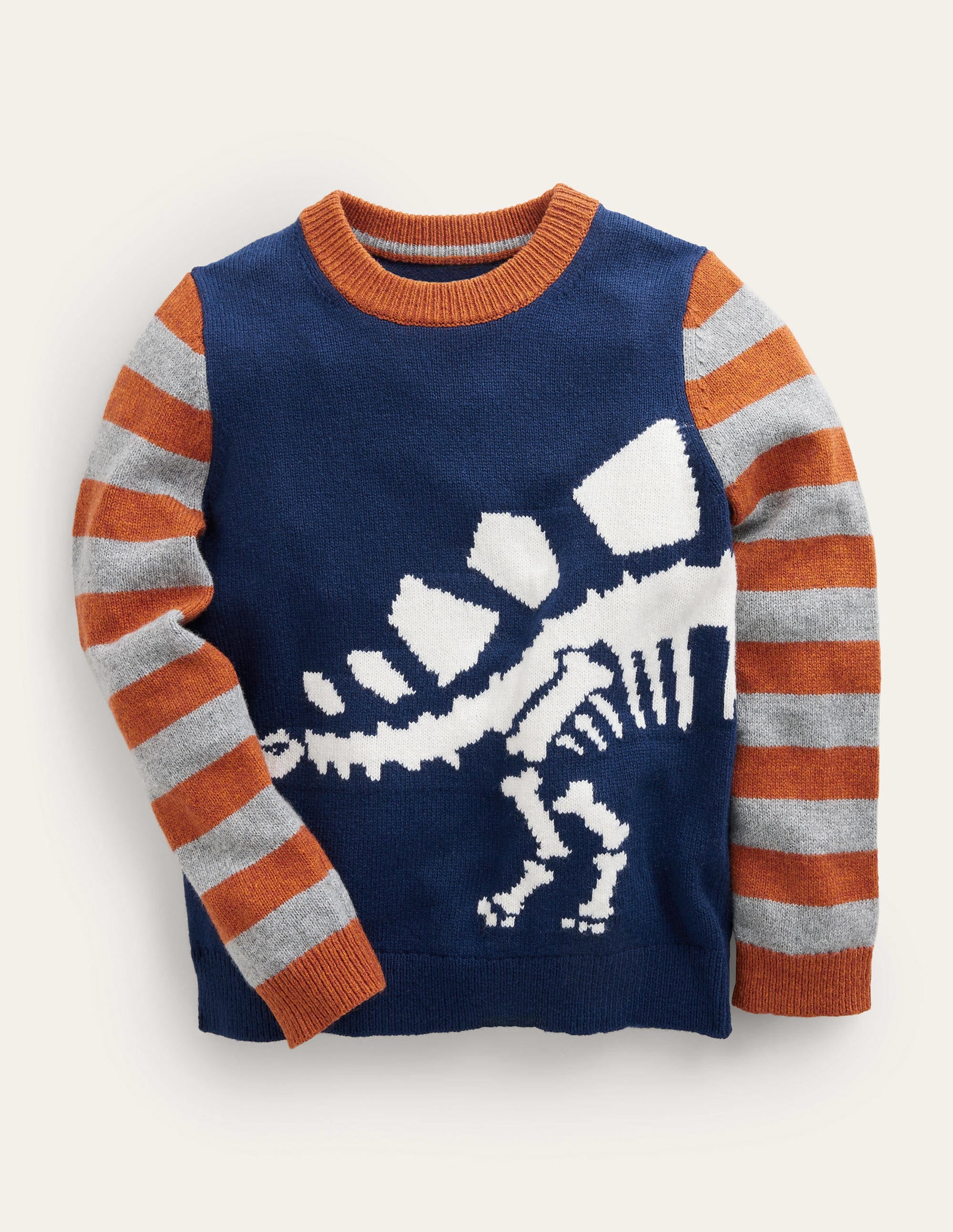 Pull fun avec logo-Dinosaure bleu marine universitaire - Image 1