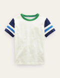 Sportliches Kurzarm-T-Shirt-Naturwei/ Schuluniform-Navy
