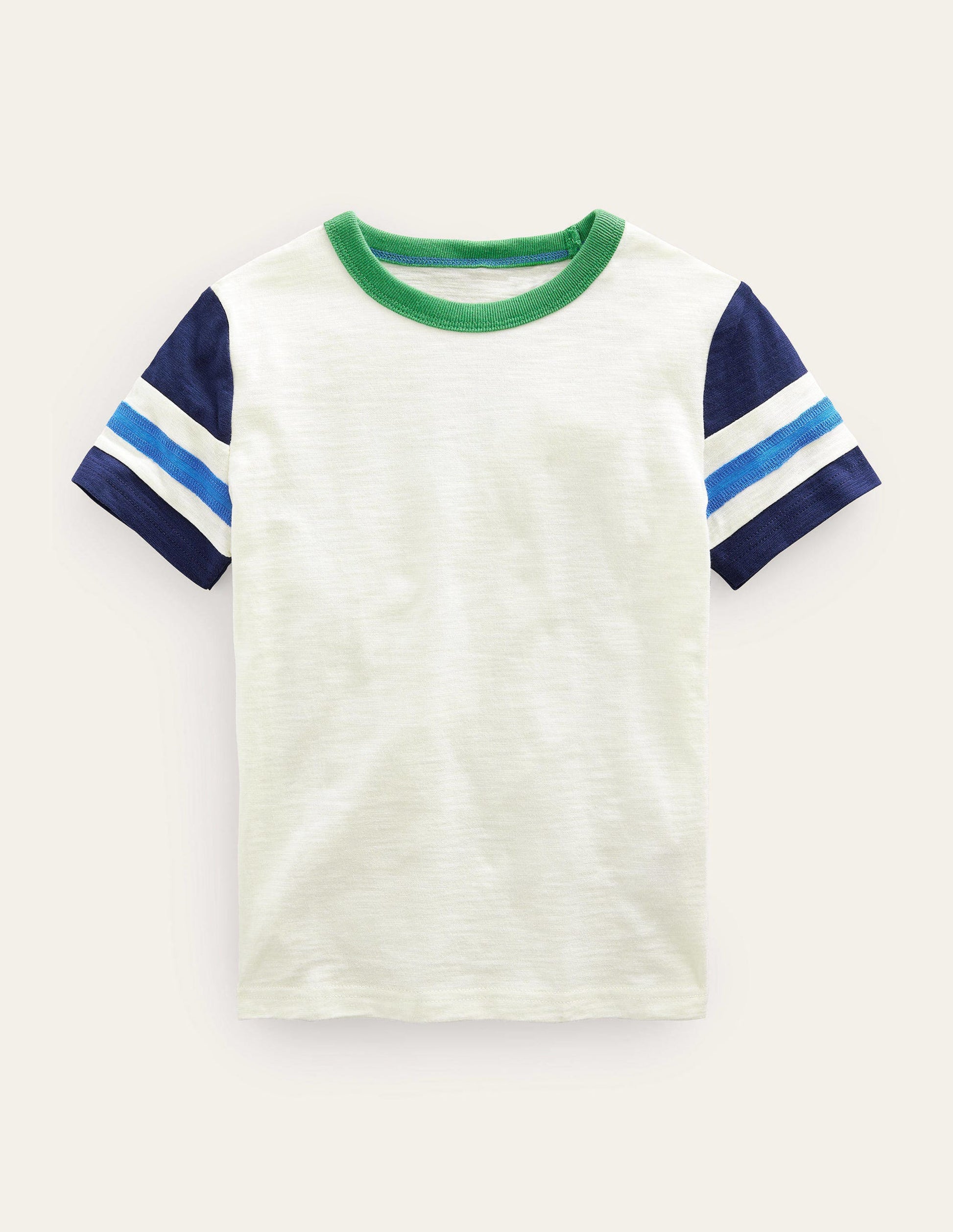 Sportliches Kurzarm-T-Shirt-Naturwei/ Schuluniform-Navy-1