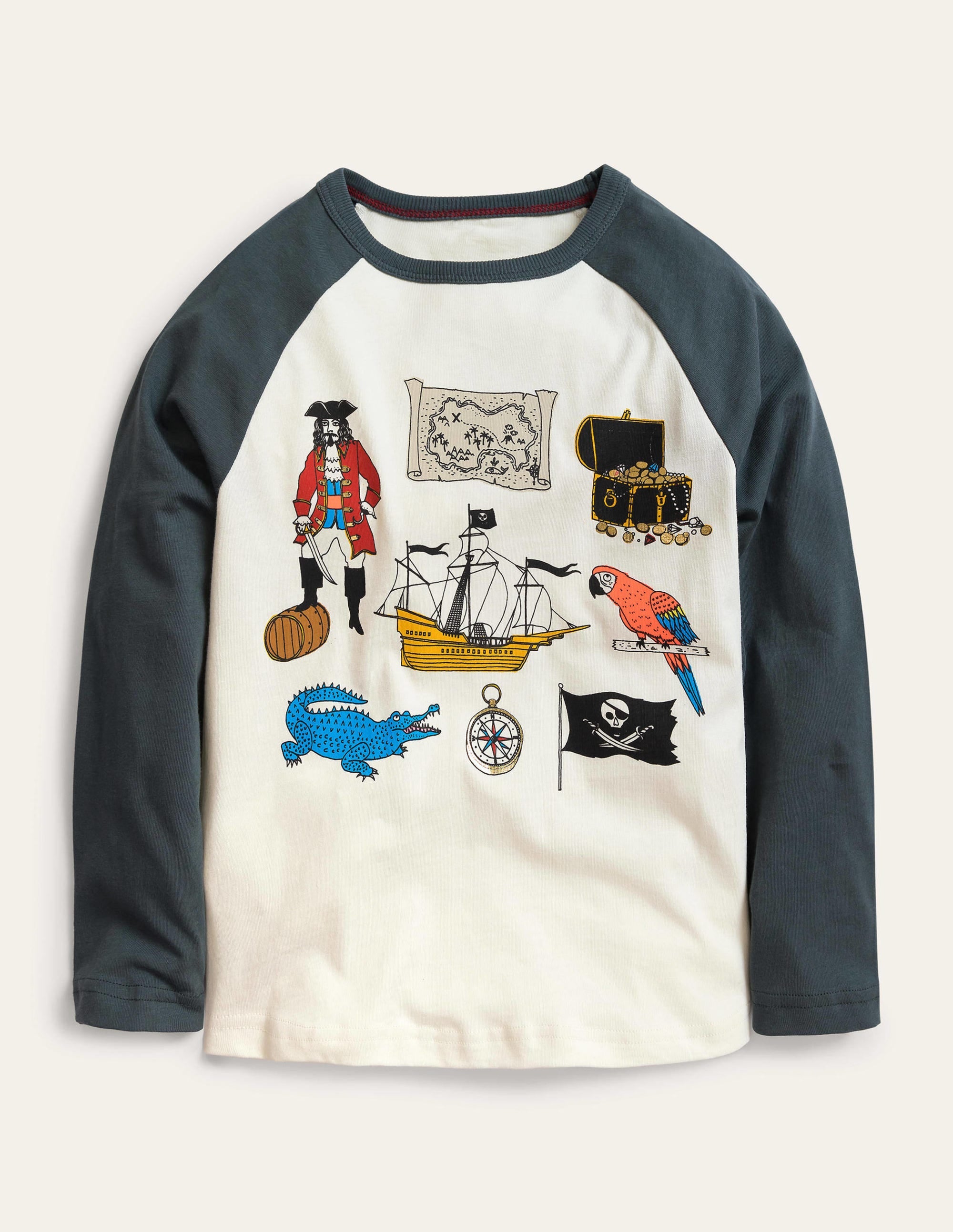 Raglan T-shirt-Ivory/Smoke Pirates - Image 1