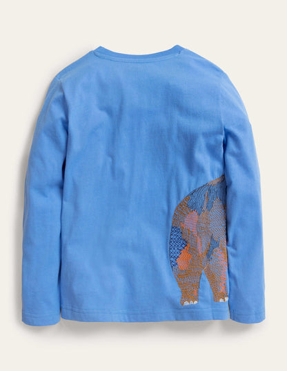Oberteil mit Rundum-Superstitch-Provence-Blau, Mammut