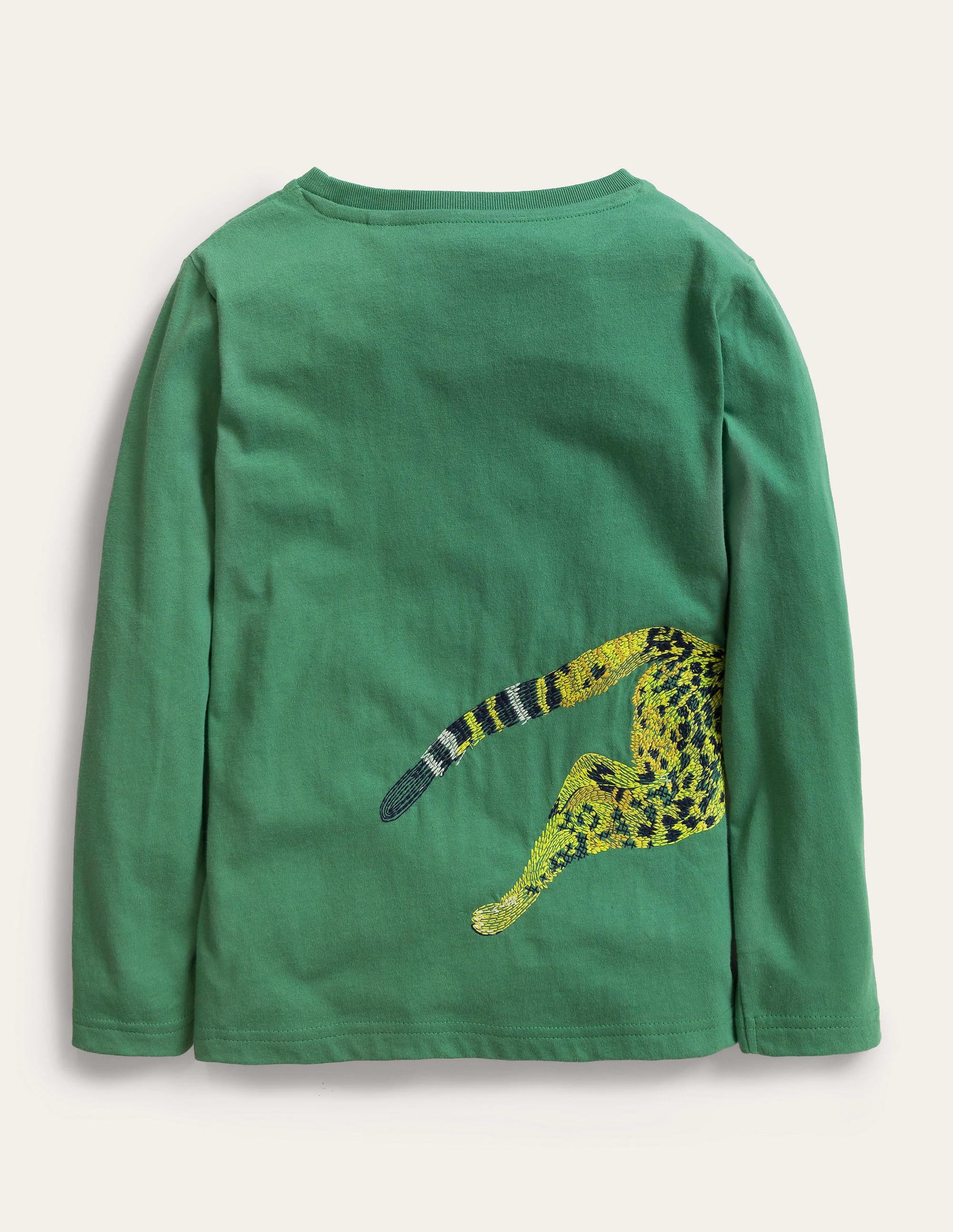 T-shirt à super surpiqûres recto verso-Léopard vert herbe profond - Image 2