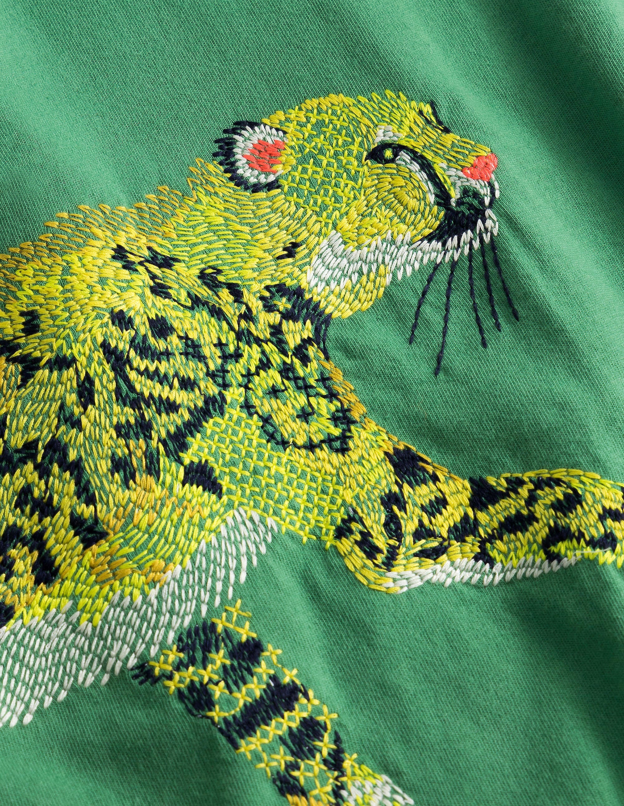 T-shirt à super surpiqûres recto verso-Léopard vert herbe profond - Image 3