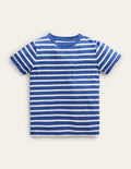Striped Washed Slub T-shirt-Starboard/Ivory