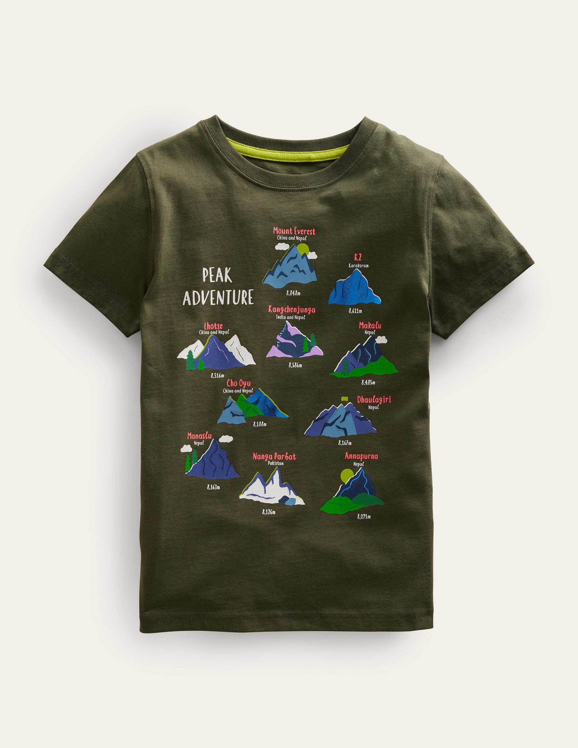 Oberteil mit lehrreichem Motiv-Klassisches Khaki, Vulkane - Image 1