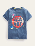 Glow Slogan T-shirt-Robot Blue Space