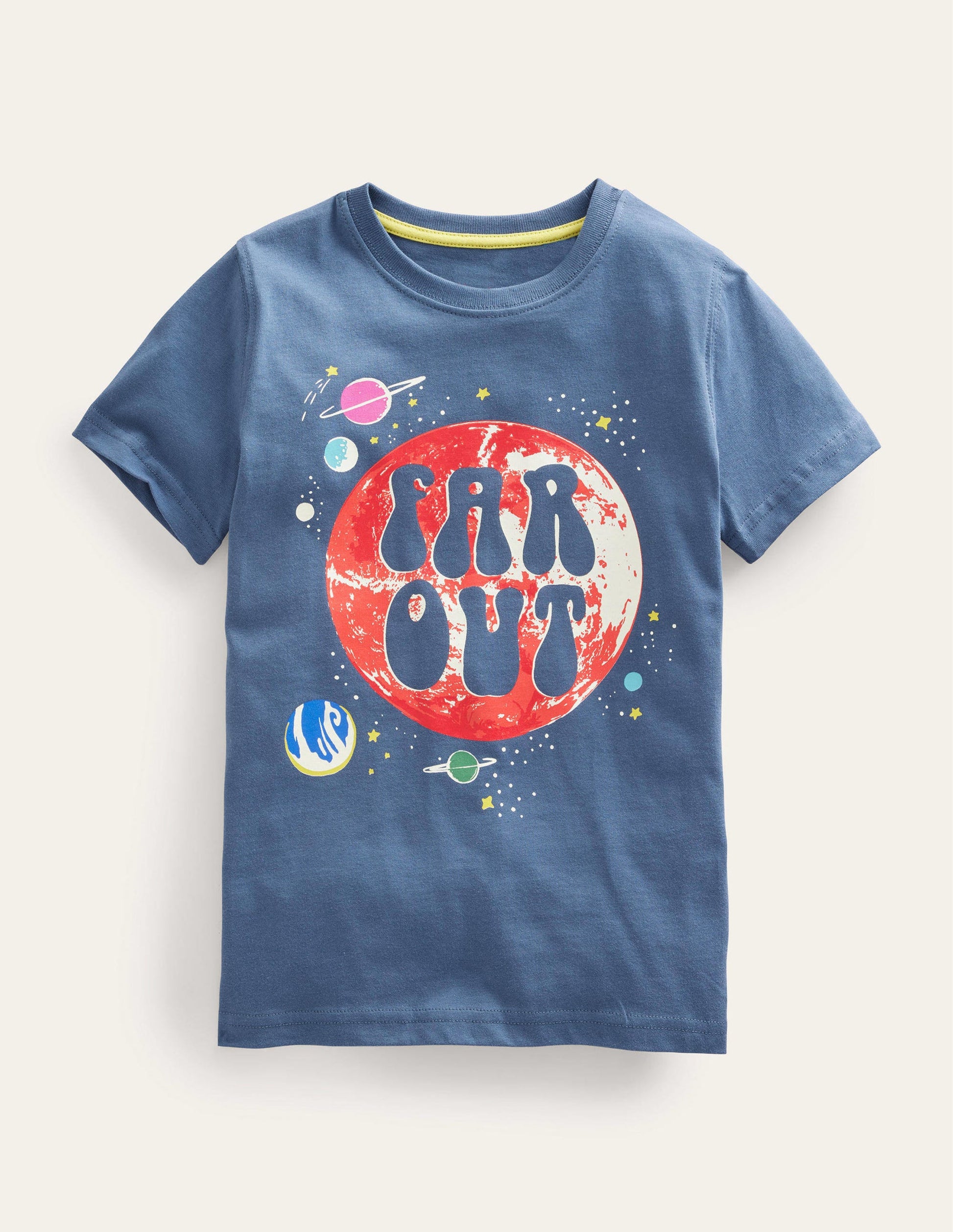 Glow Slogan T-shirt-Robot Blue Space-1
