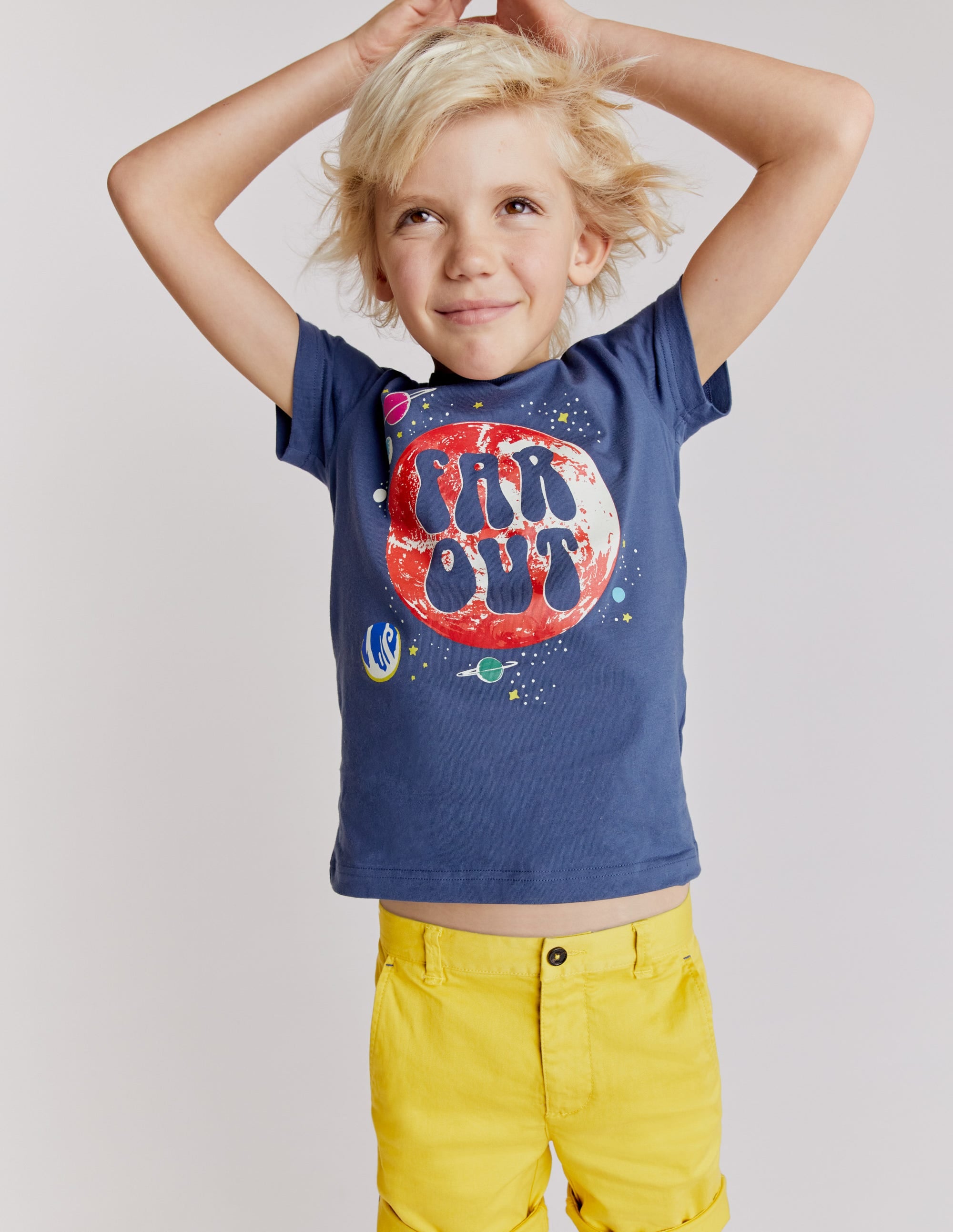 Glow Slogan T-shirt-Robot Blue Space - Image 4