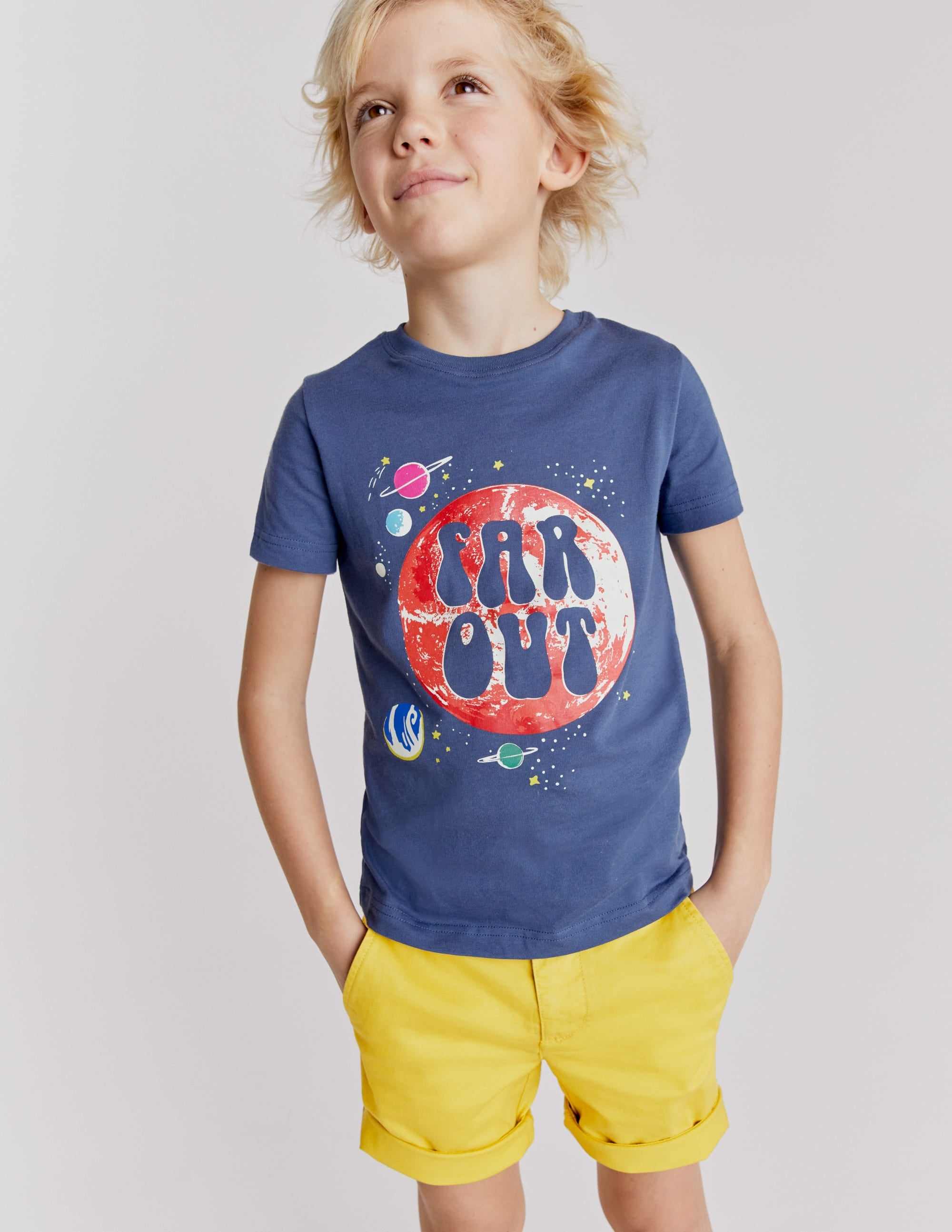 Glow Slogan T-shirt-Robot Blue Space - Image 5