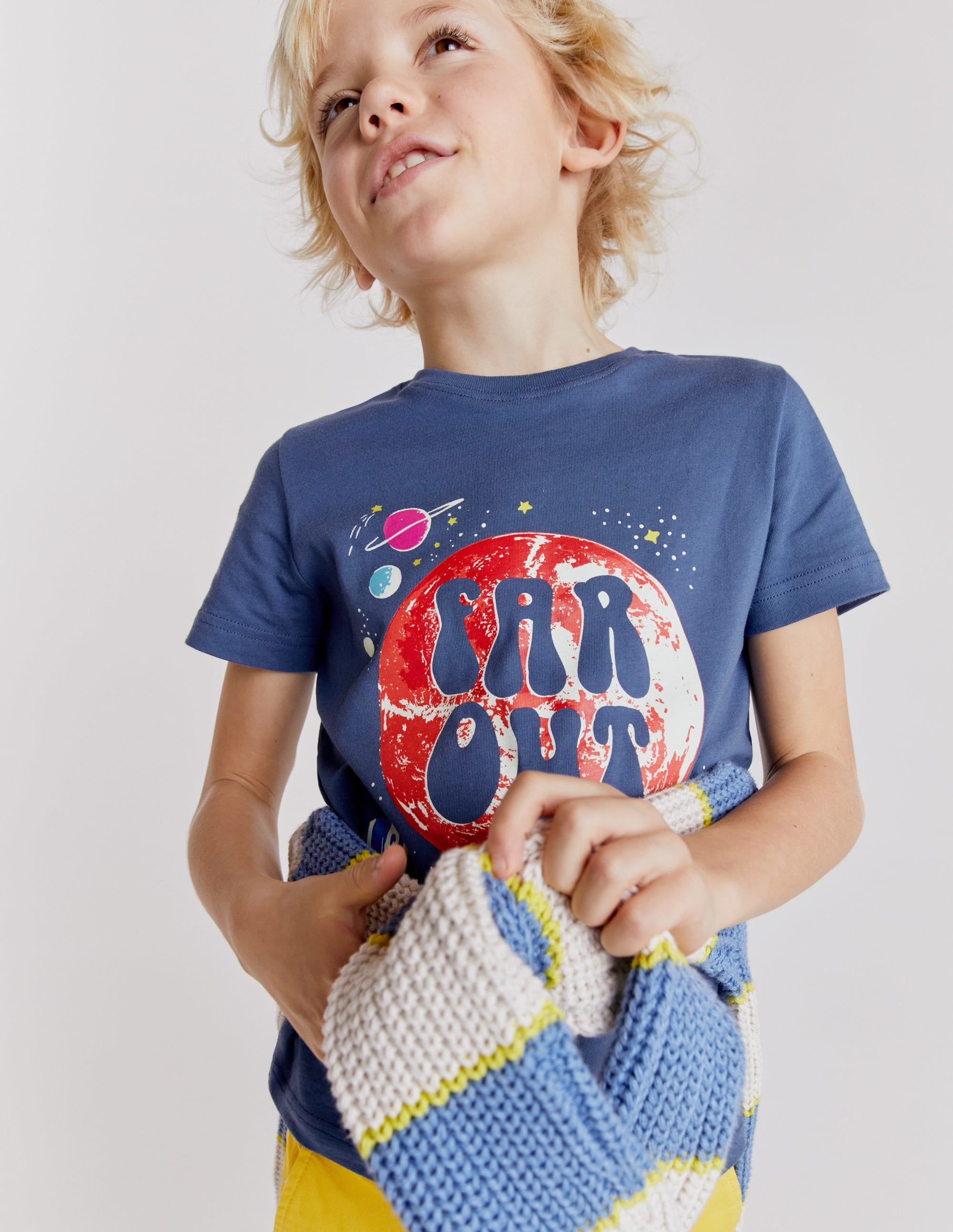 Glow Slogan T-shirt-Robot Blue Space - Image 8
