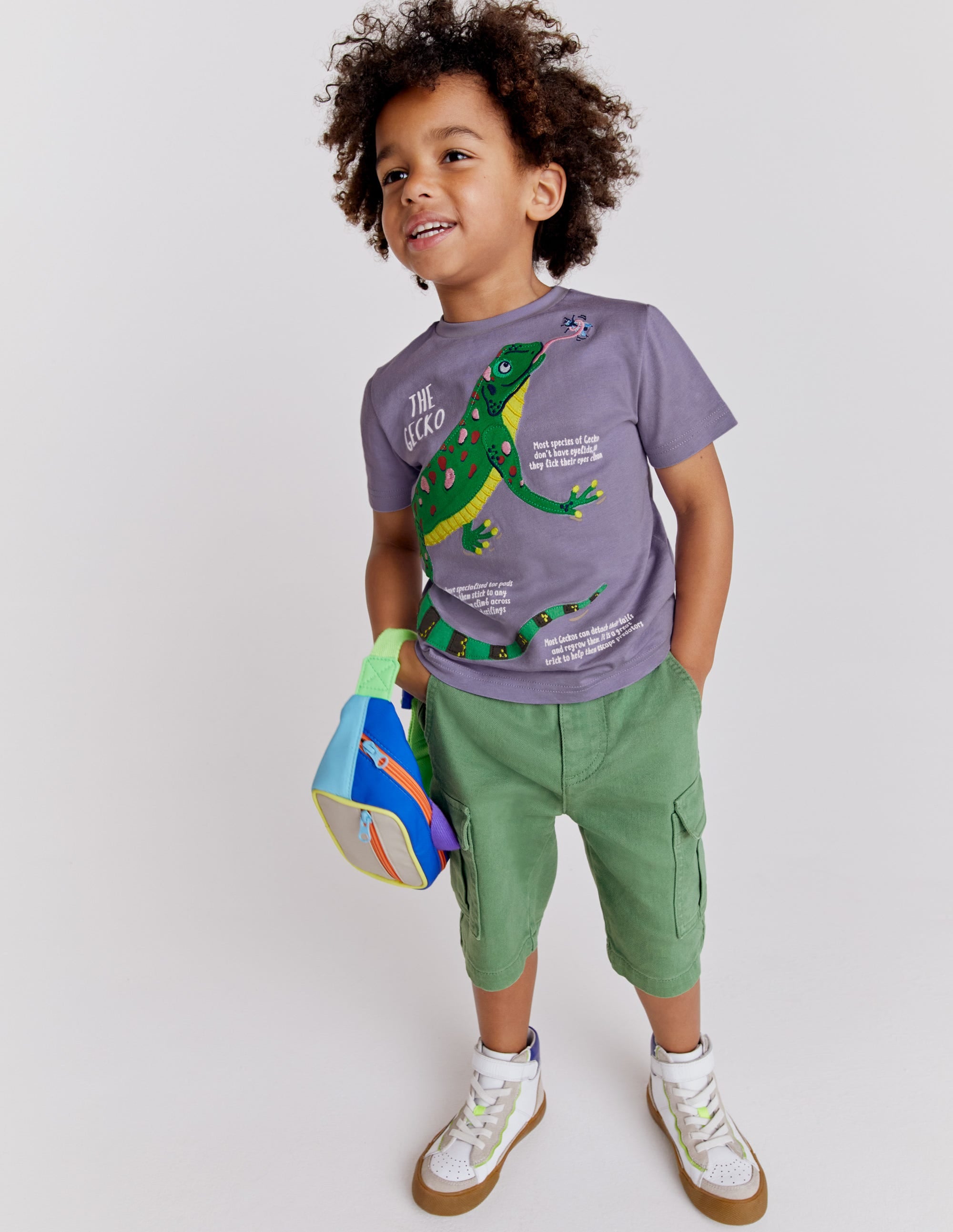 T-shirt à motif infos animalières-Lézard lavande brumeuse - Image 8