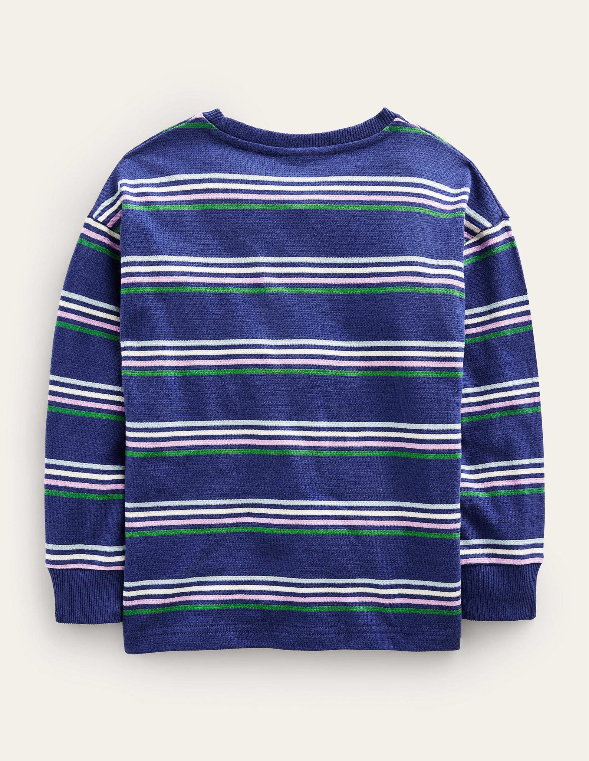 Langärmliges Oberteil mit Struktur-Navy/Butterblumengelb/Grün-2