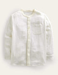Double Cloth Grandad Shirt-Vanilla Pod Ivory