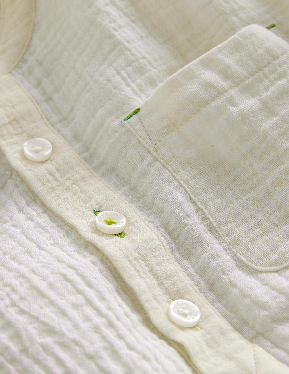 Double Cloth Grandad Shirt-Vanilla Pod Ivory-3