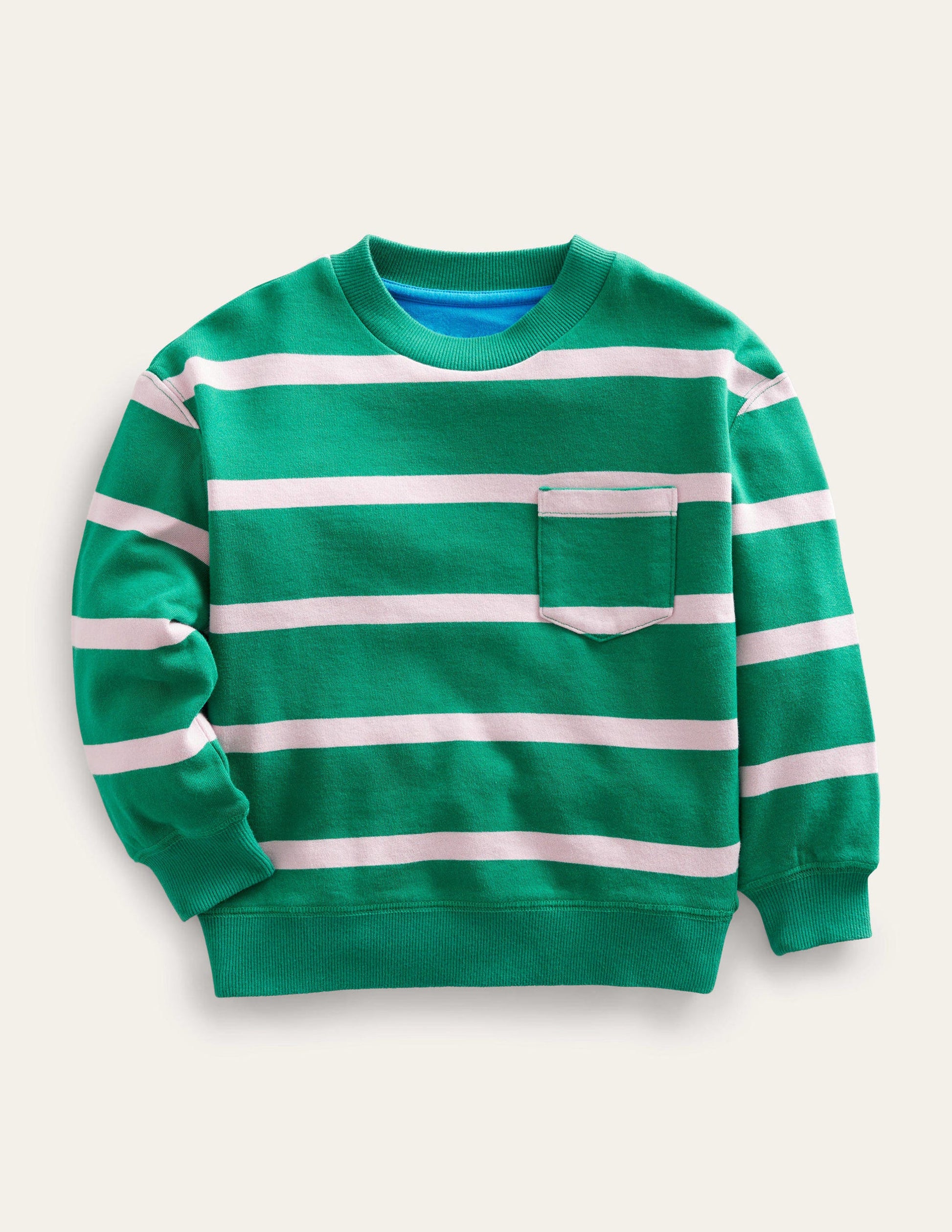 Gemustertes Sweatshirt-Französisches Rosa/Waldgrün-1