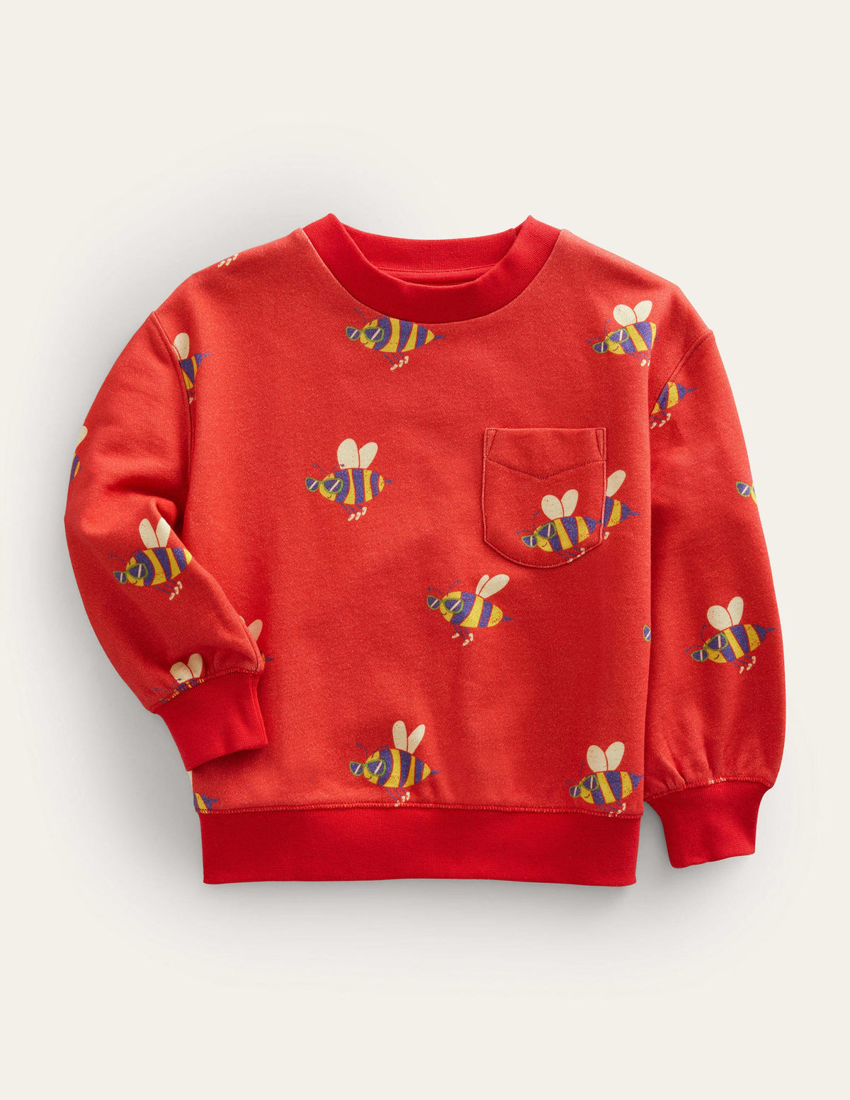Gemustertes Sweatshirt-Marmeladenrot, Coole Bienen - Image 1