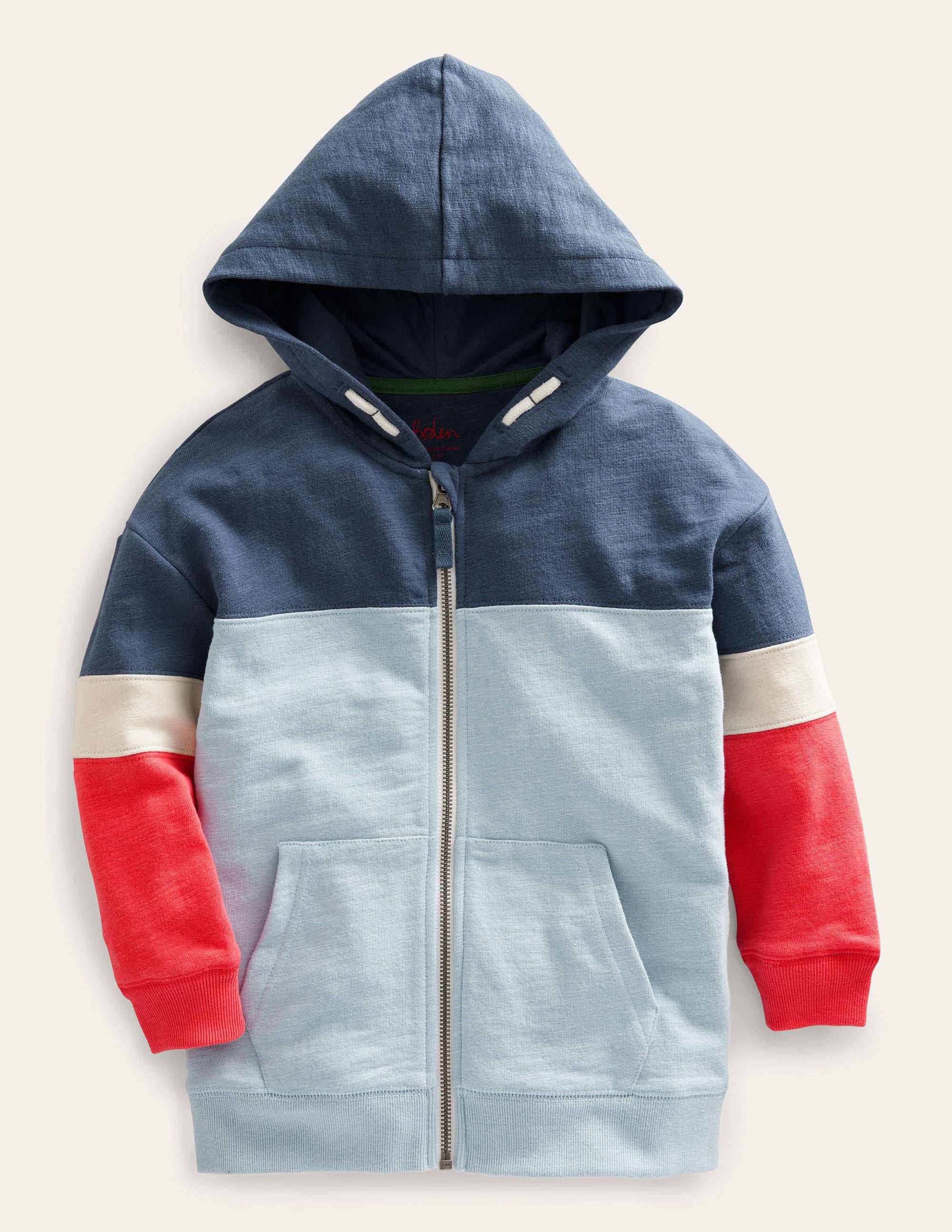 Kapuzenjacke mit Blockfarben-Hellblau, Blockfarben - Image 1