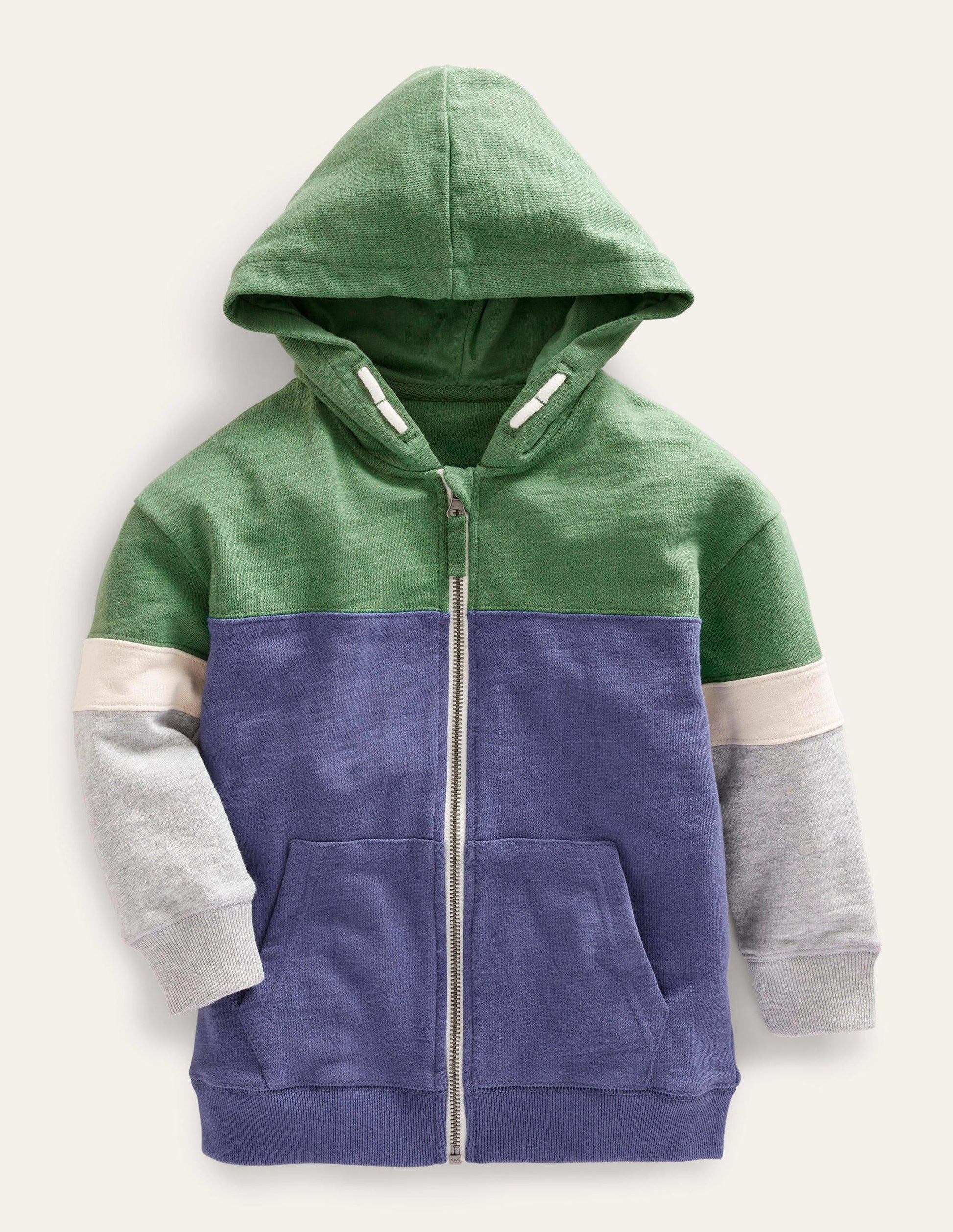 Kapuzenjacke mit Blockfarben-Sanftes Segelblau-1