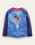 Im Dunkeln leuchtendes Raglan-Oberteil-Penzance-Blau, Weltall