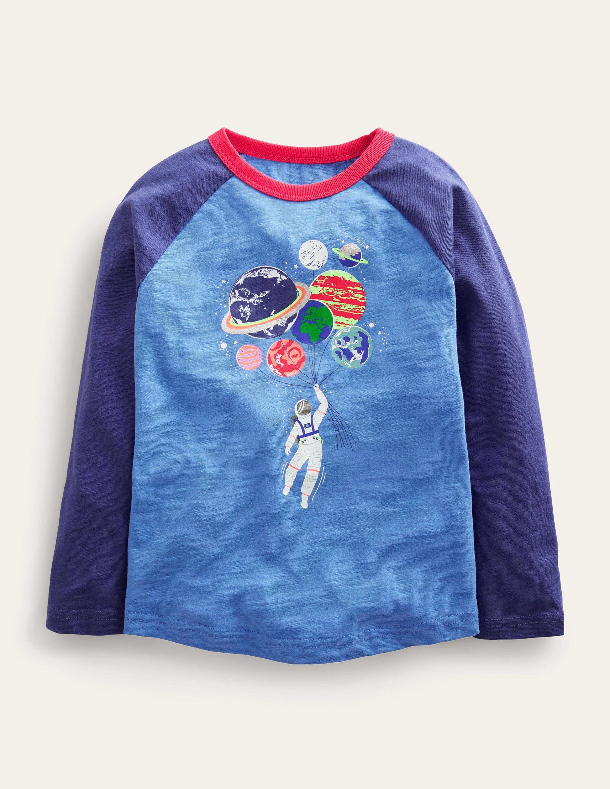 Im Dunkeln leuchtendes Raglan-Oberteil-Penzance-Blau, Weltall-1