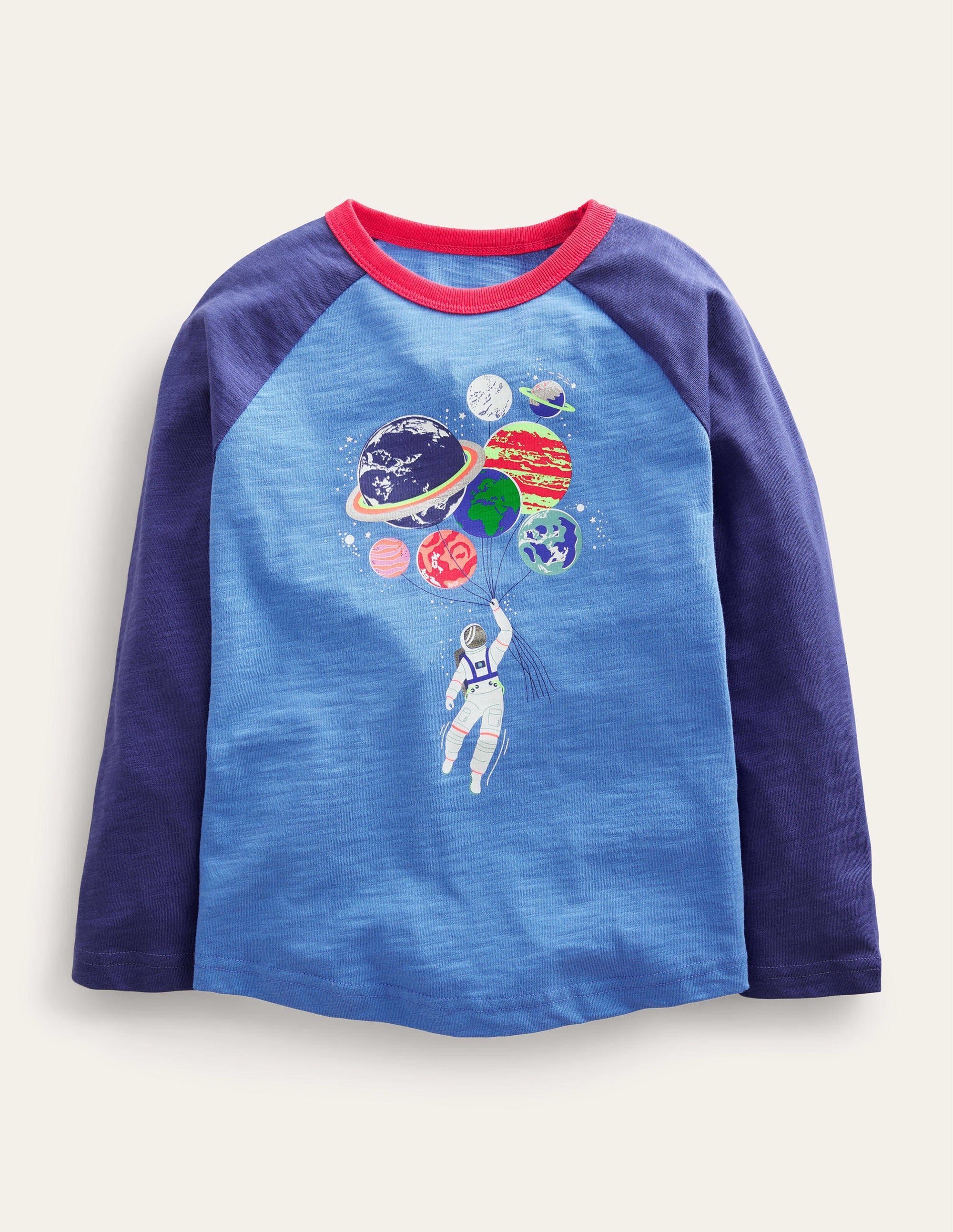 Im Dunkeln leuchtendes Raglan-Oberteil-Penzance-Blau, Weltall - Image 1