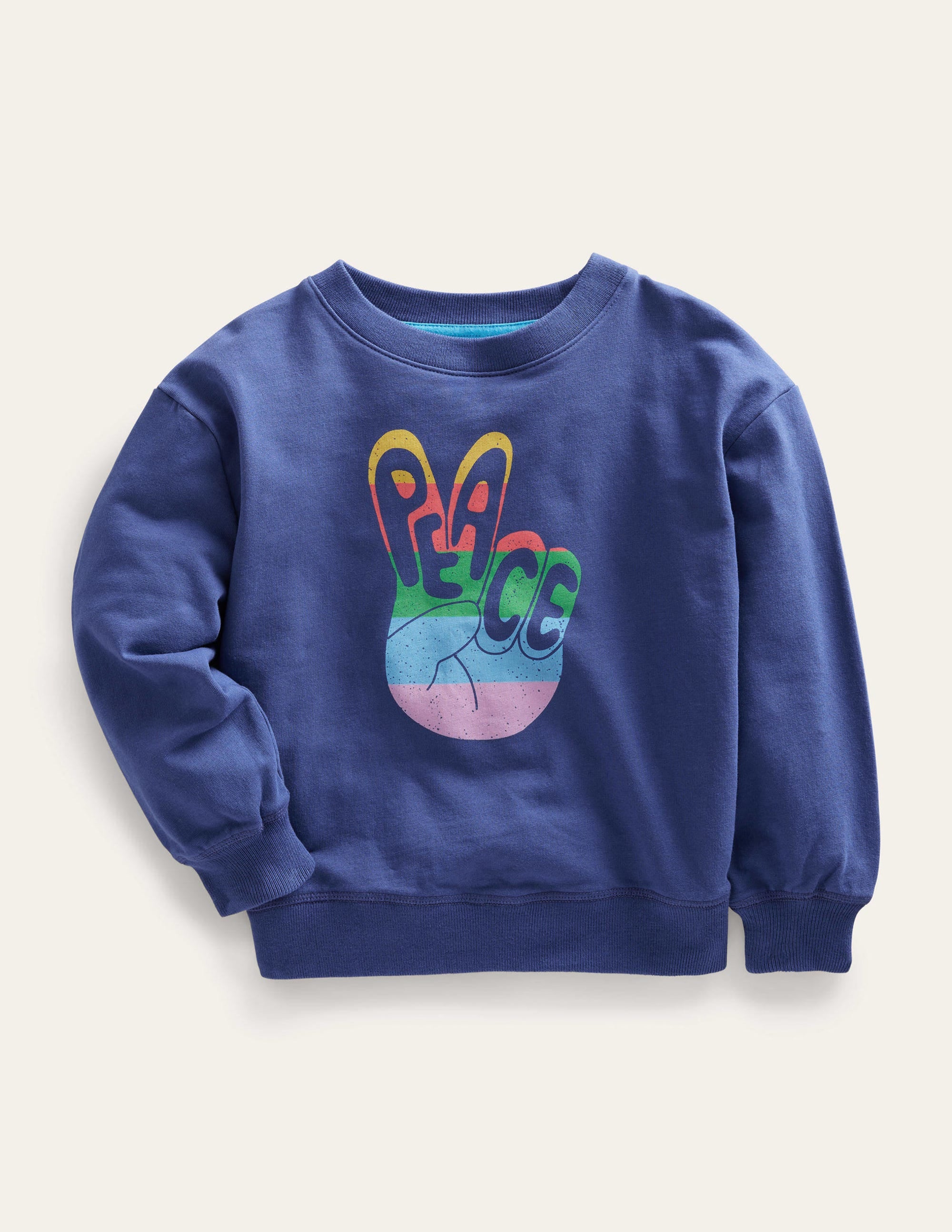 Sweatshirt mit Peace-Motiv-Segelblau, Peace - Image 1