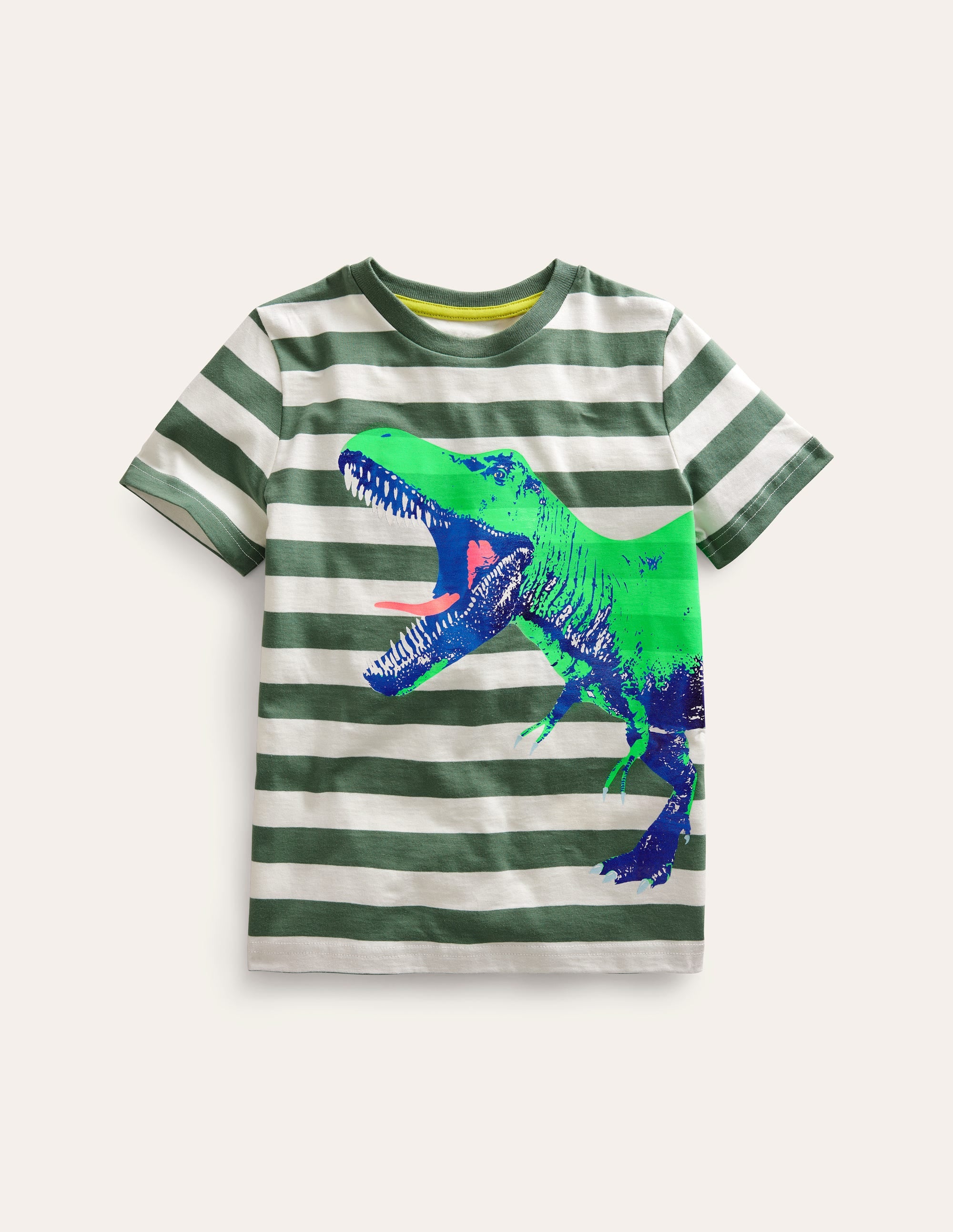 T-shirt avec photo-Dinosaure gris galet/ivoire - Image 1
