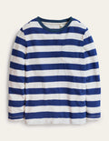 Langärmliges T-Shirt in gewaschener Optik-Segelblau/Vanille