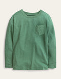 T-shirt délavé à manches longues-Vert romarin