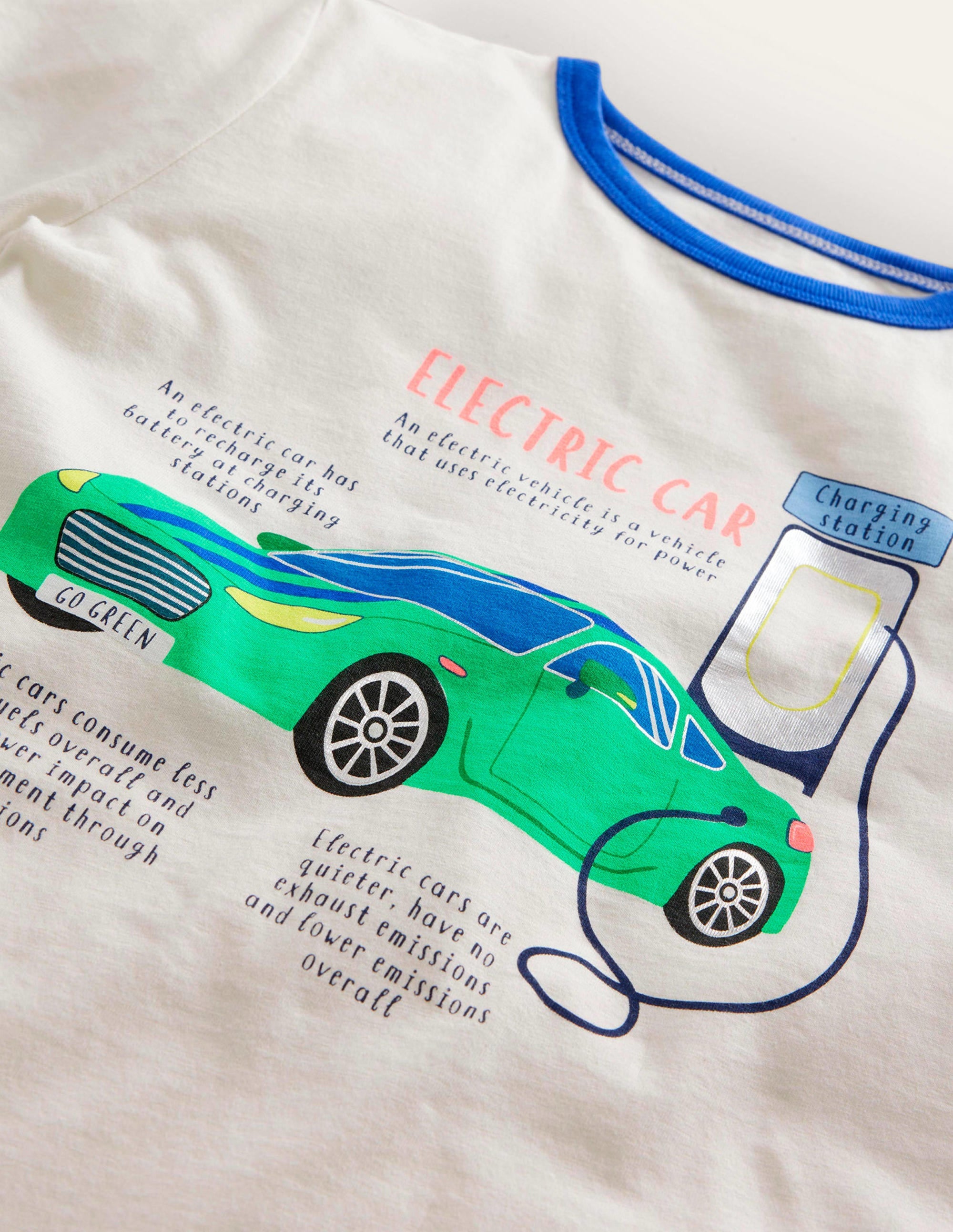 T-shirt à motif transport métallisé-Voiture électrique ivoire - Image 3