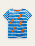 T-shirt à appliqué inversé-Éclairs bleu cabanon/ivoire