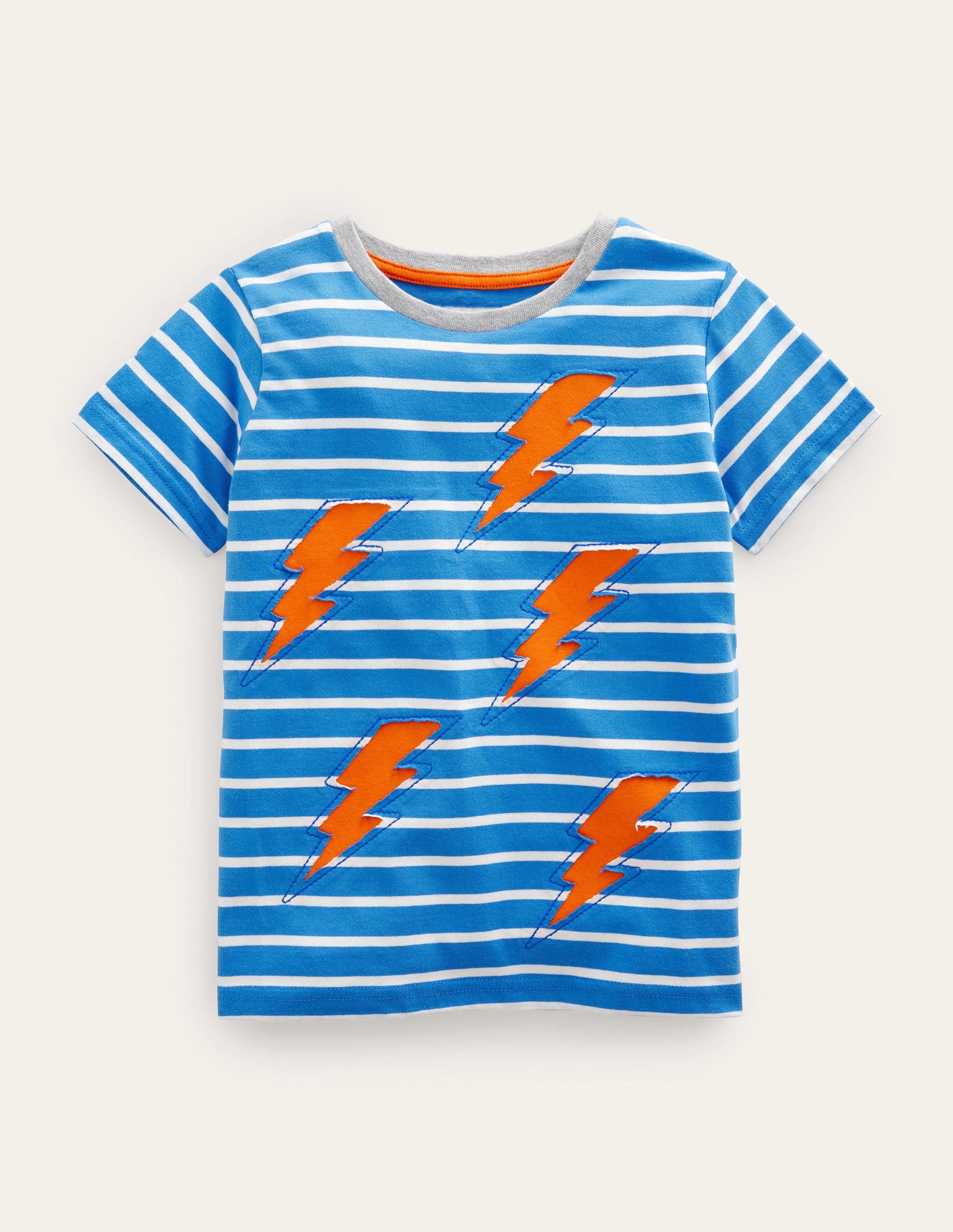 T-shirt à appliqué inversé-Éclairs bleu cabanon/ivoire - Image 1