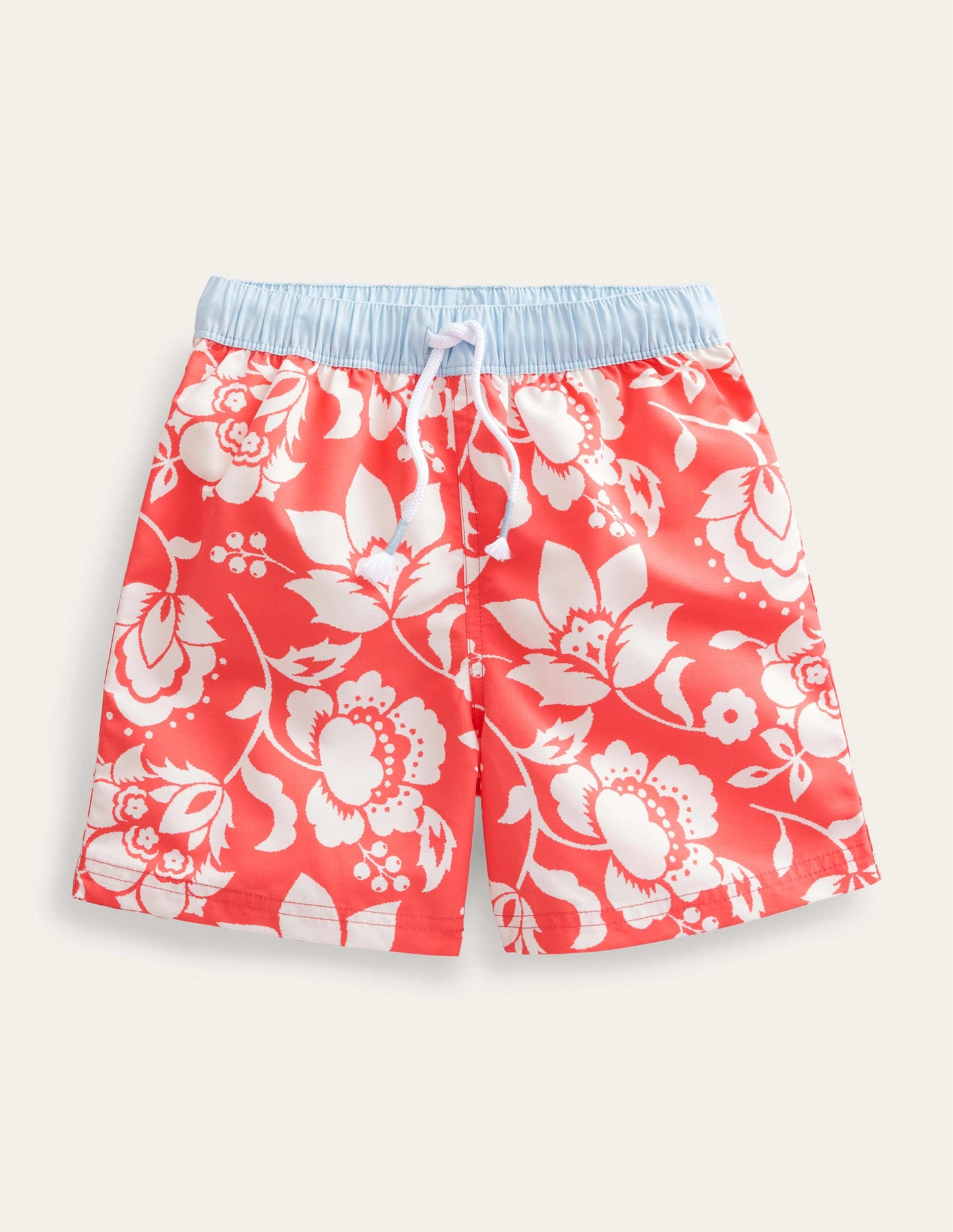 Short de bain-Motif floral rouge