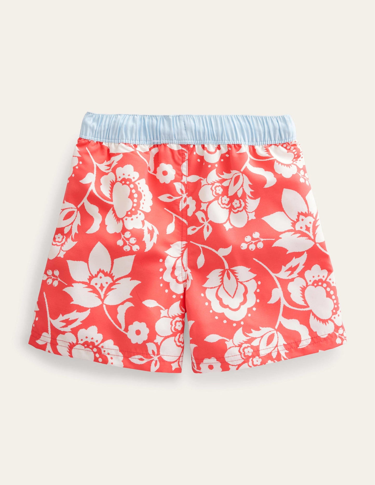 Short de bain-Motif floral rouge
