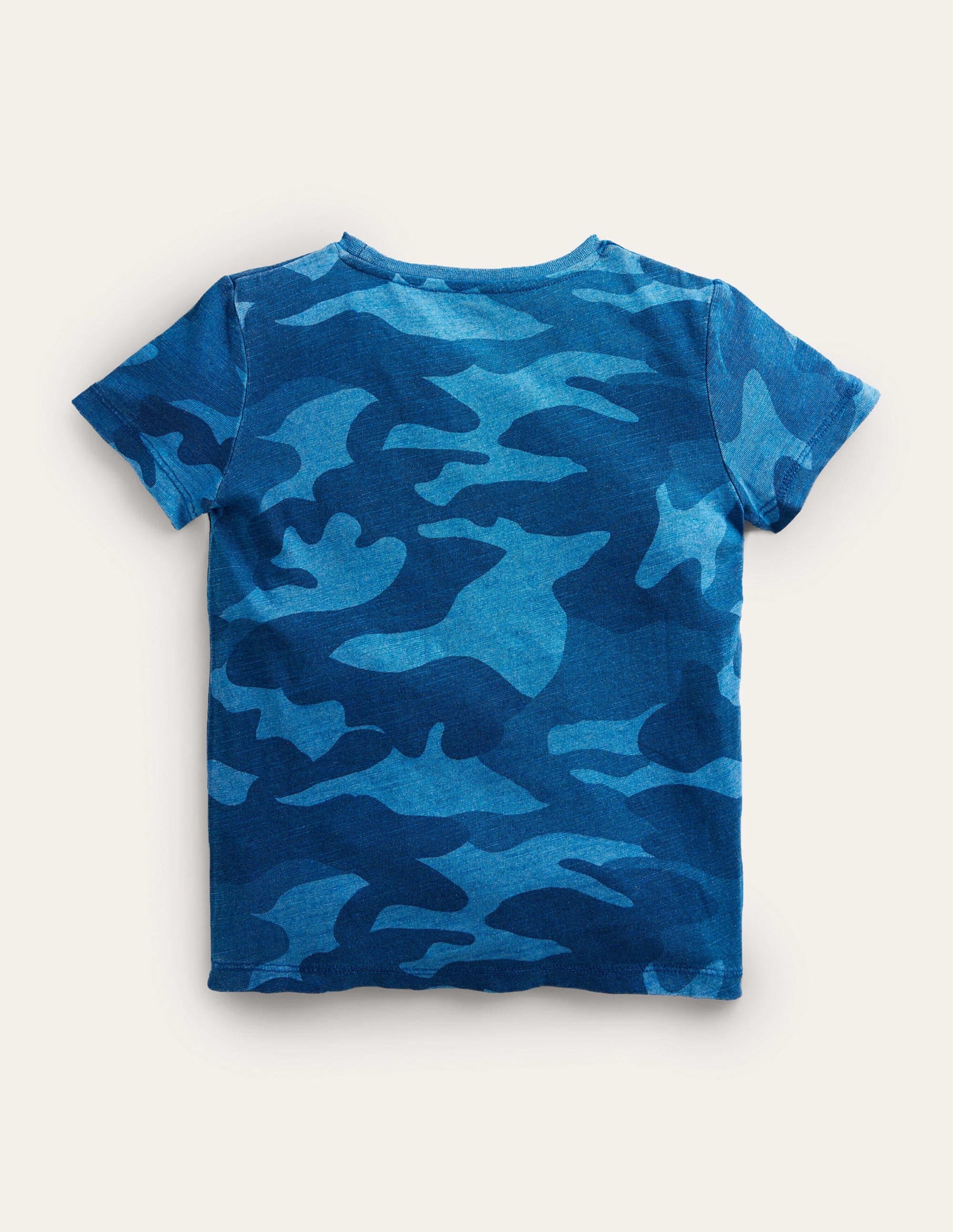 T-shirt délavé et imprimé en tissu flammé-Camouflage bleu - Image 2